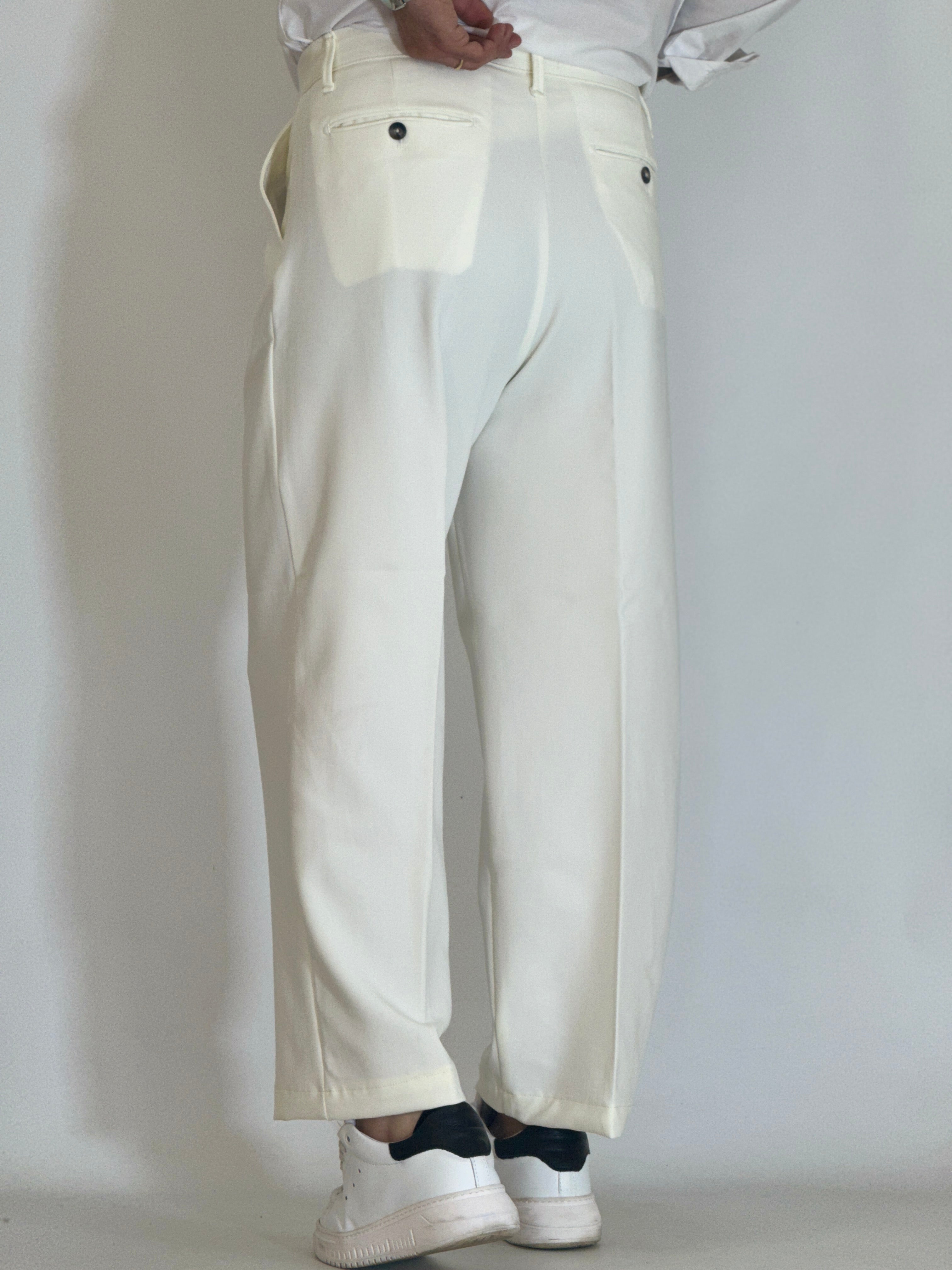 Pantalone vita alta panna KLAUS