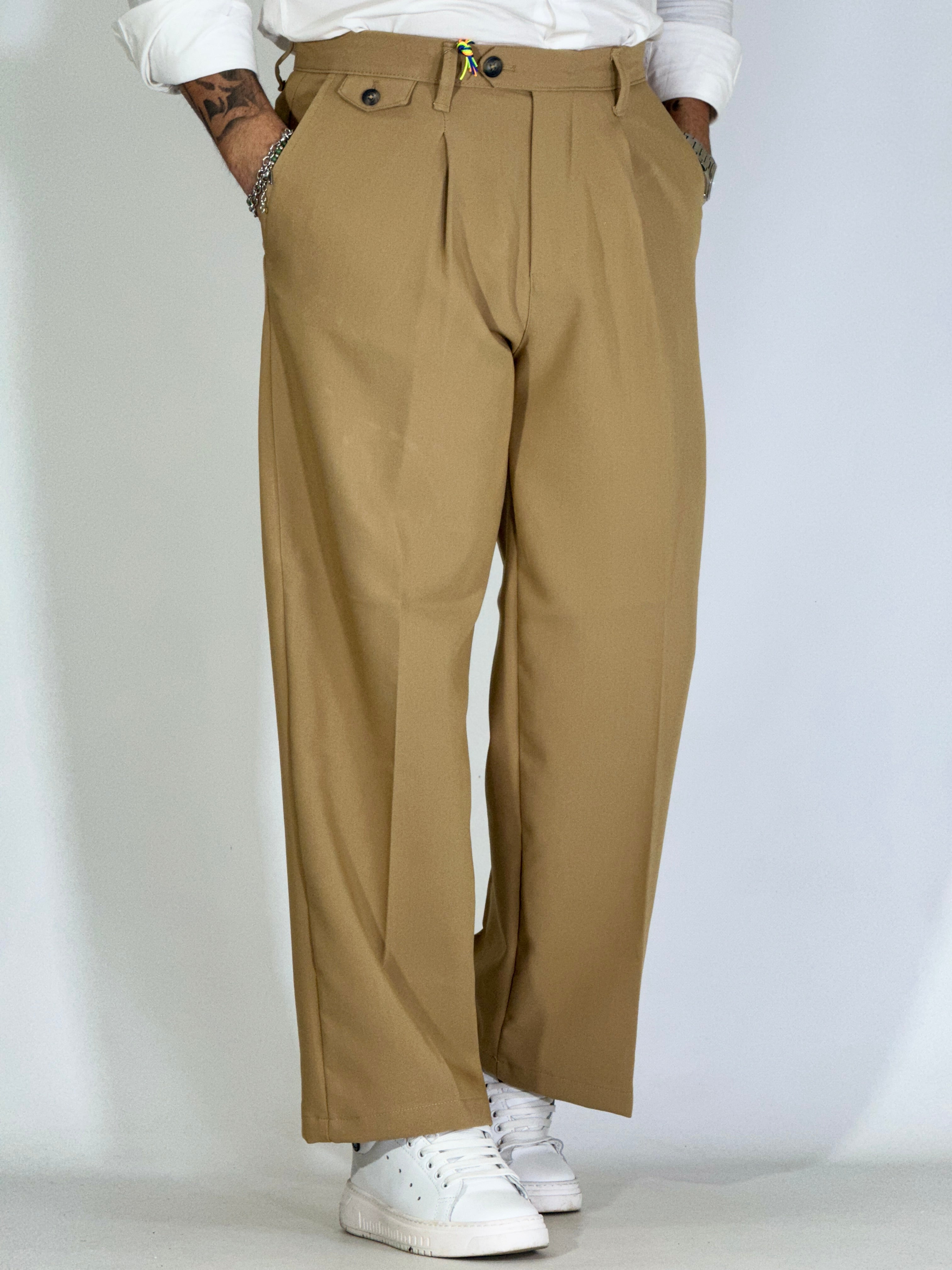 Pantalone vita alta beige KLAUS