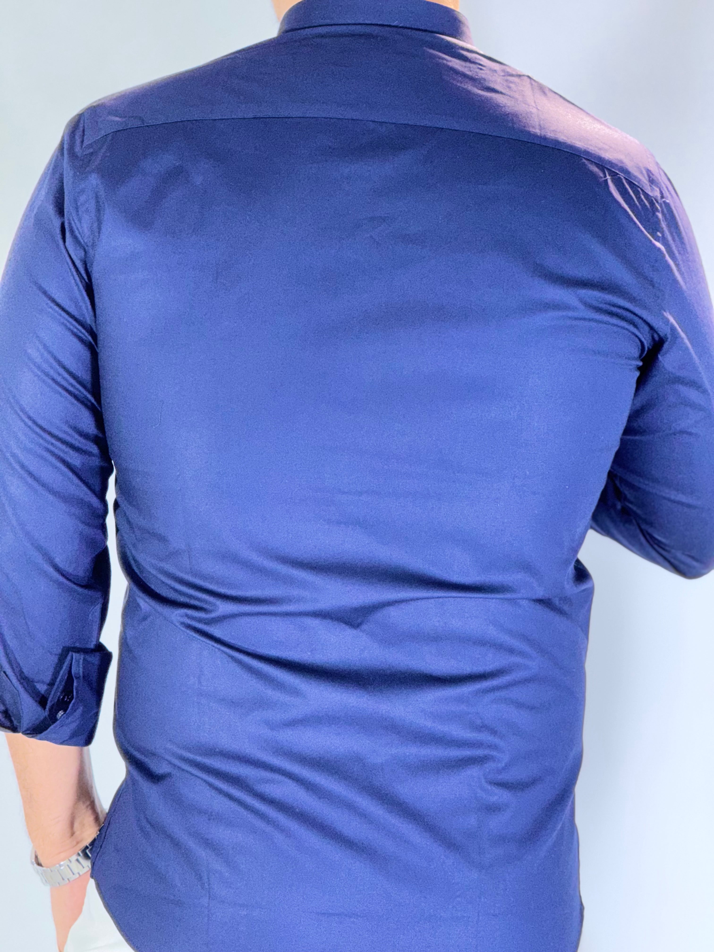 Camicia cotone coreana blu MIGLIACCIO