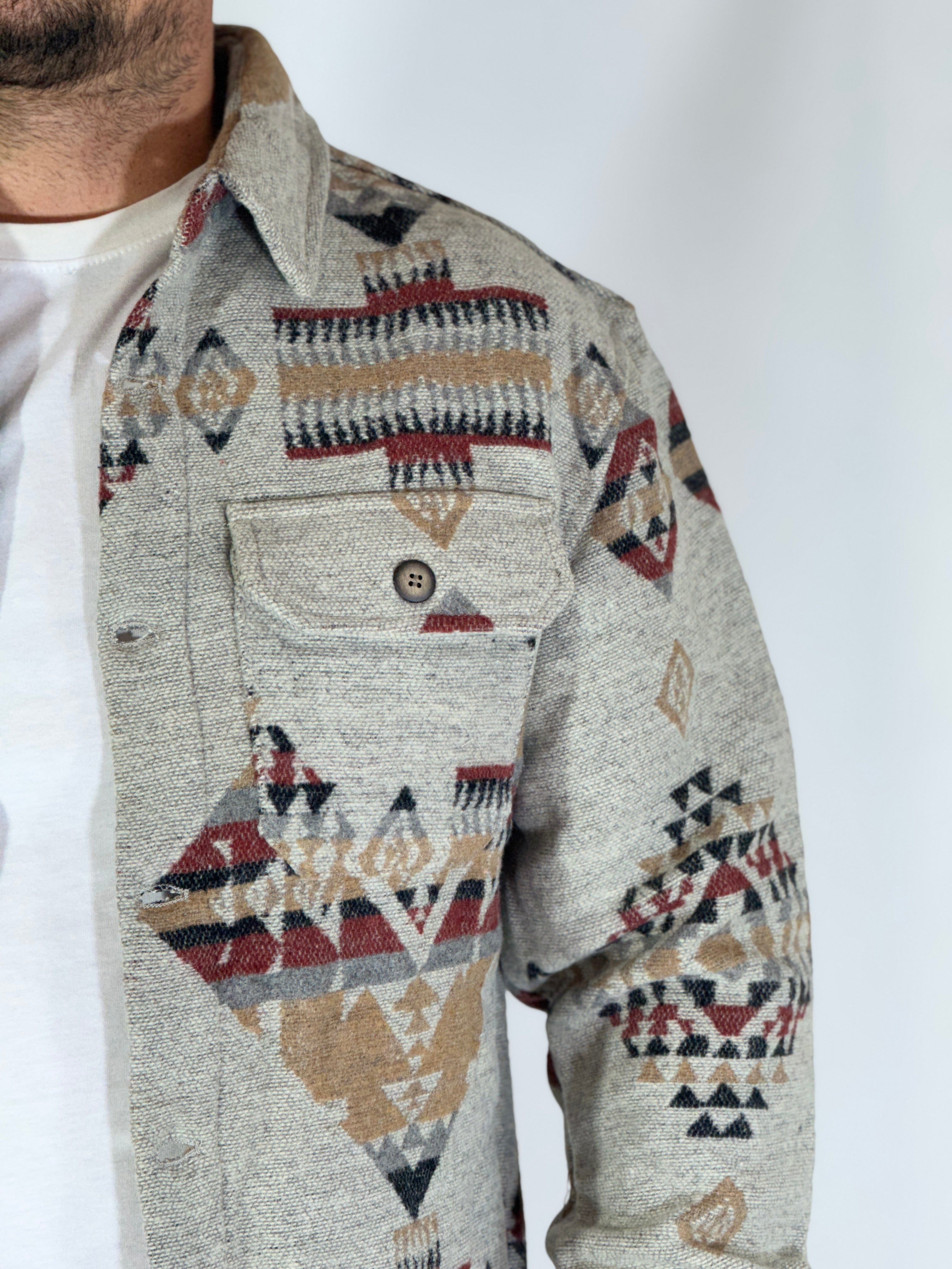 Giacca in pile azteca camel GA7713