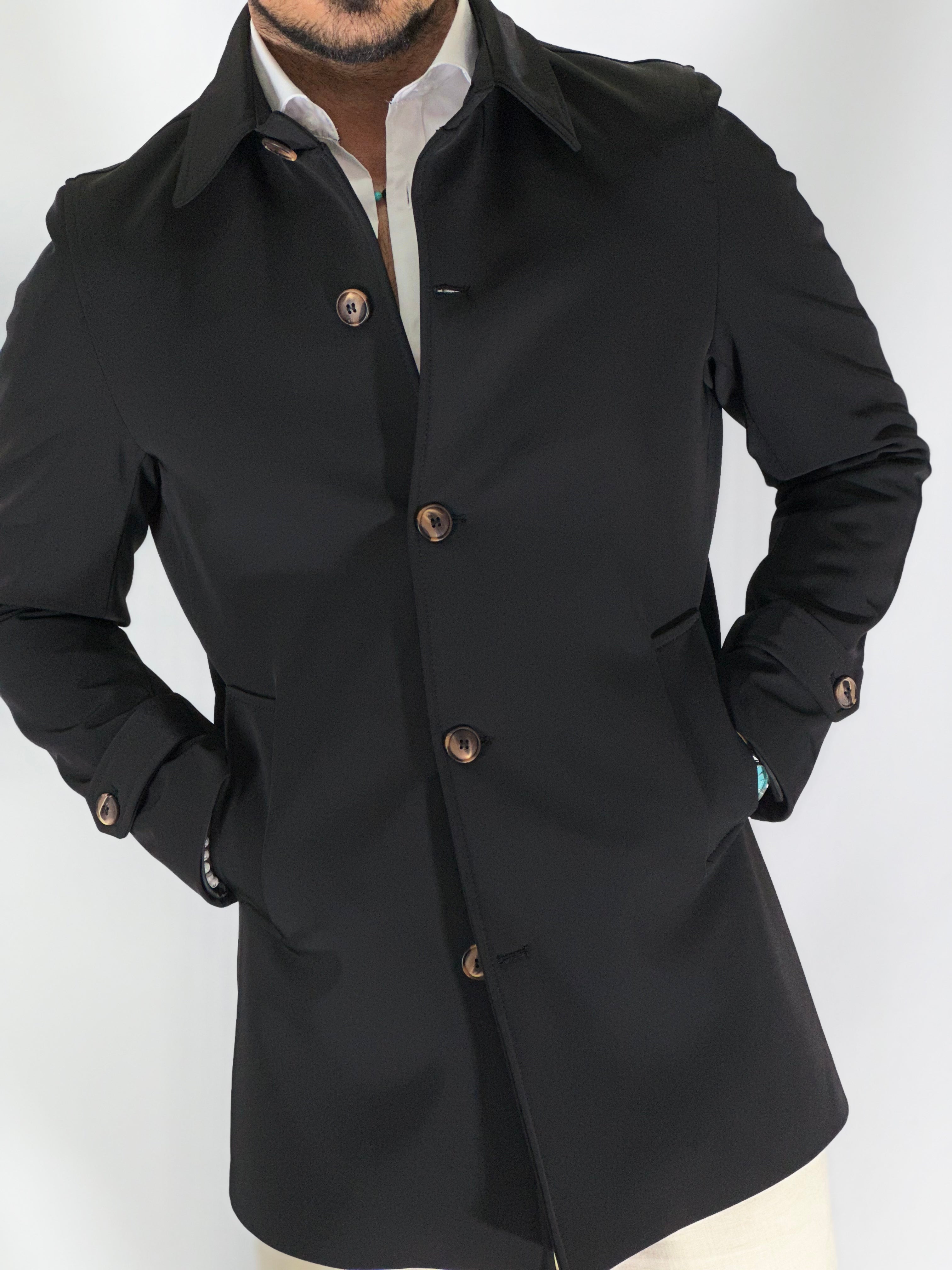 Trench elegant imbottito nero CAP SLOU