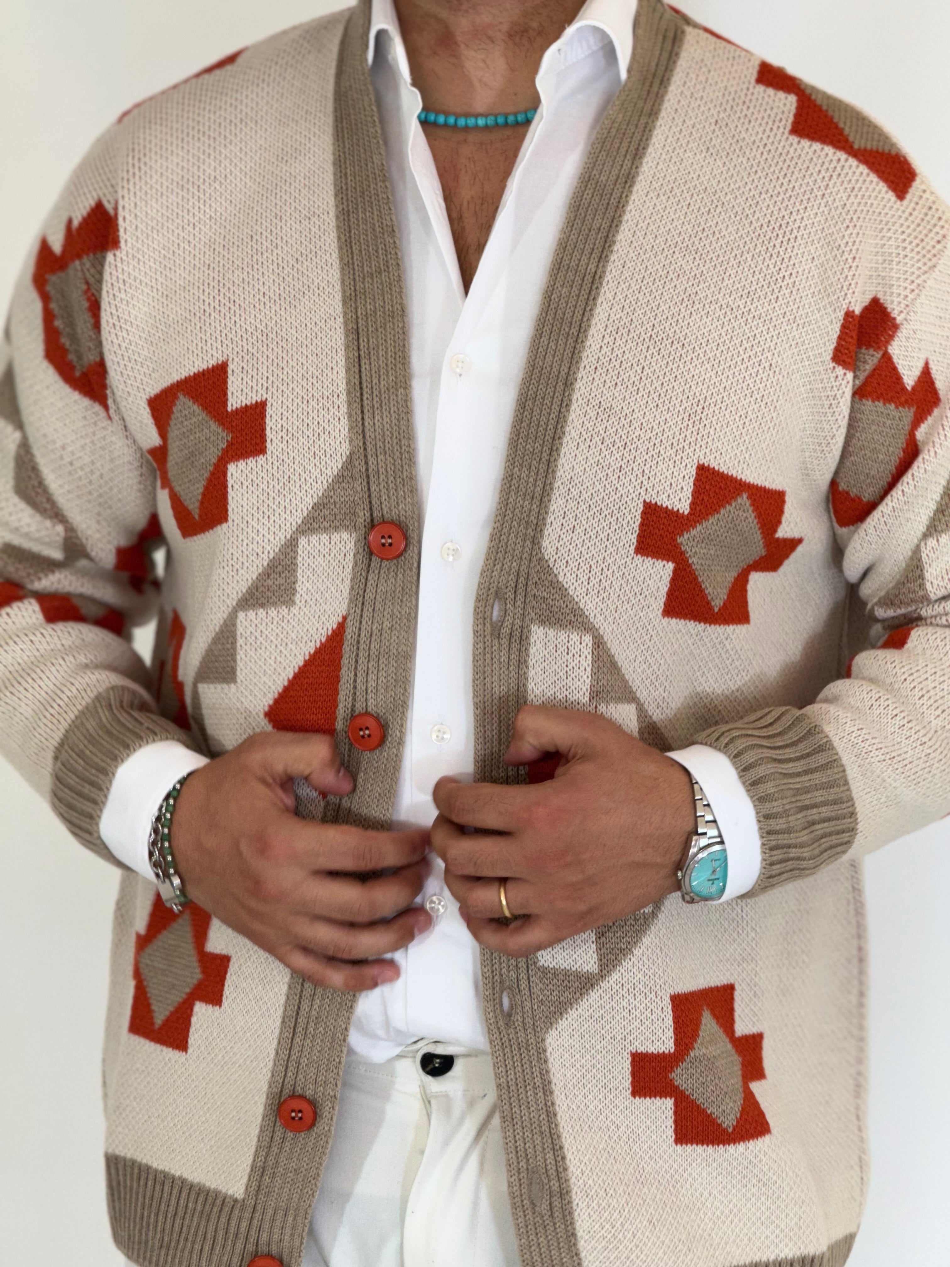 Cardigan azteco avorio BPK2508