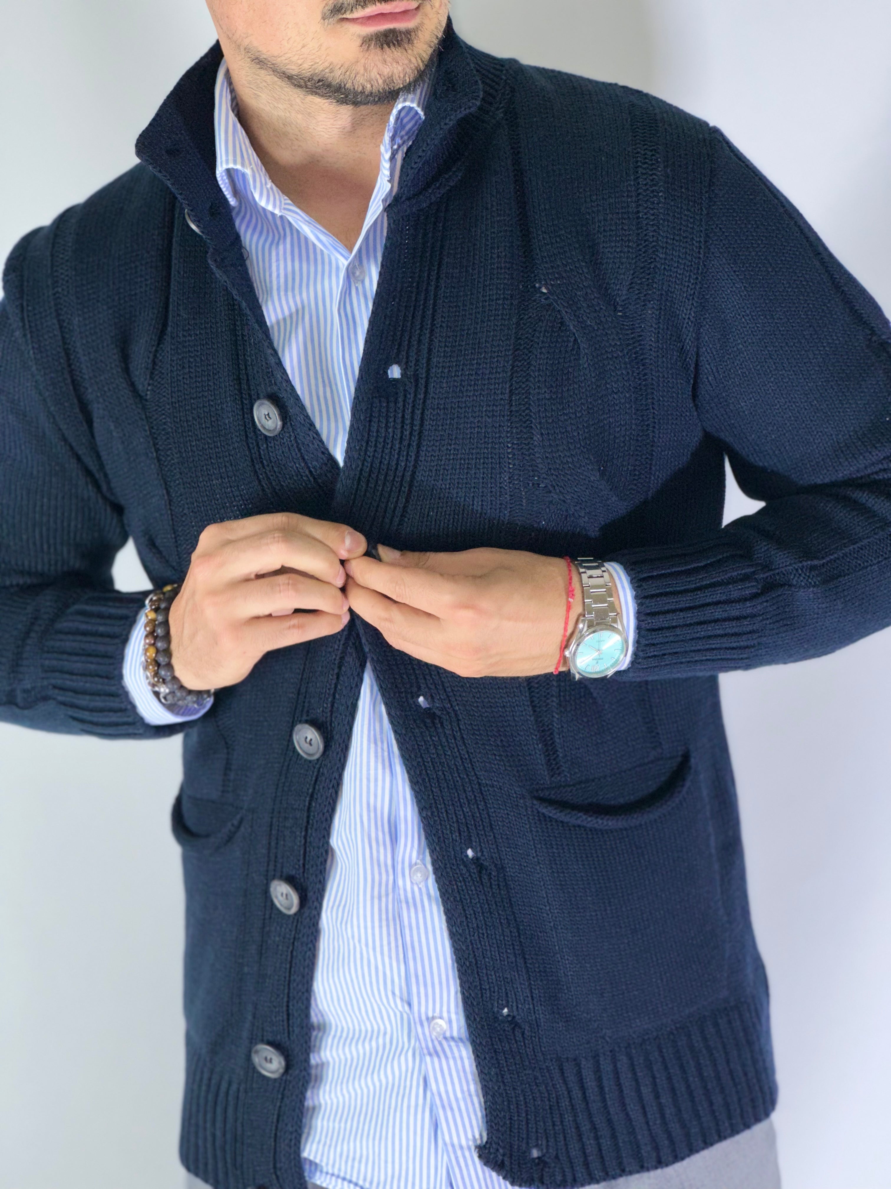 Cardigan lupetto blu SER758