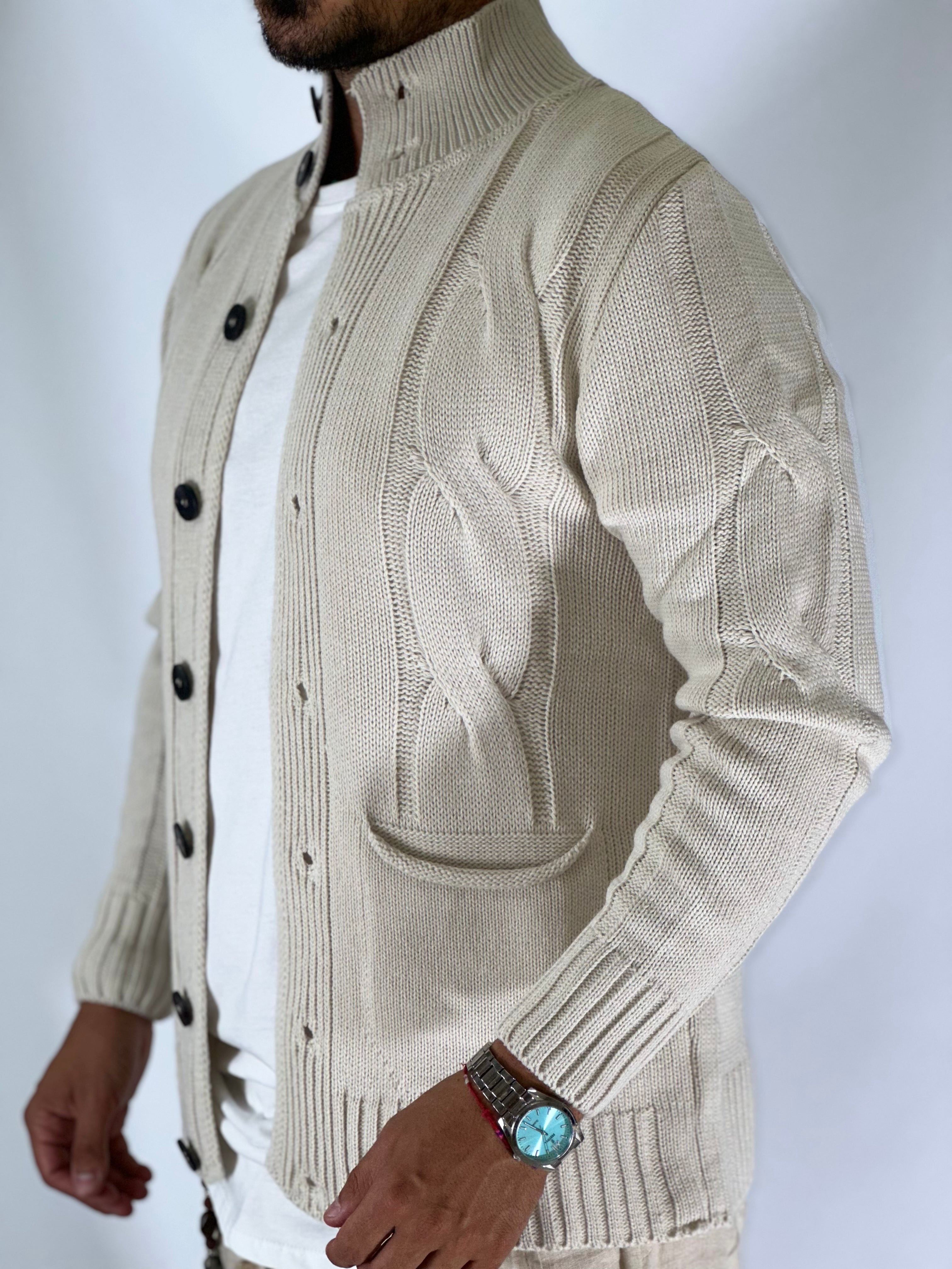 Cardigan lupetto crema SER758