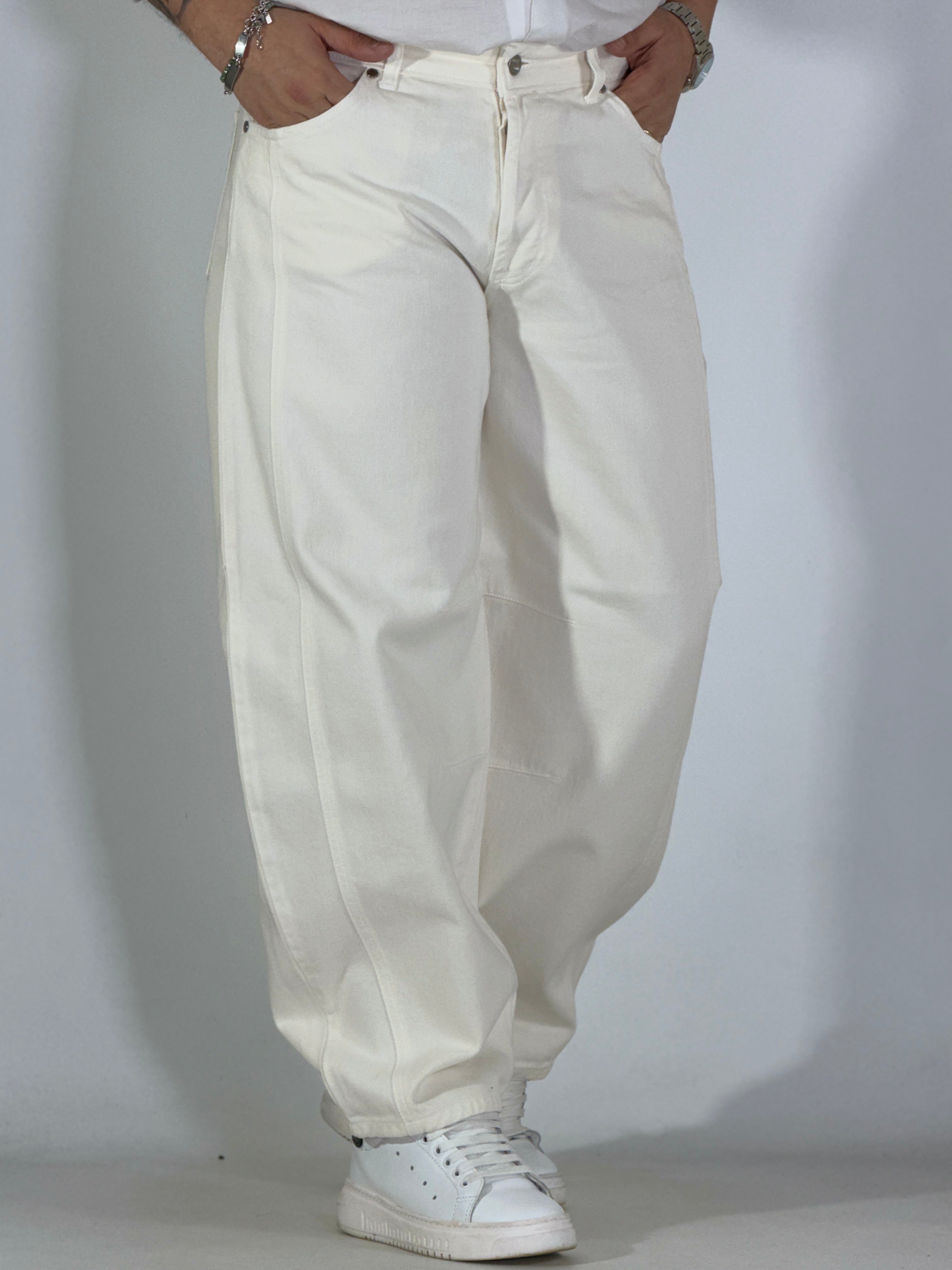 Pantalone panna balloon cotone