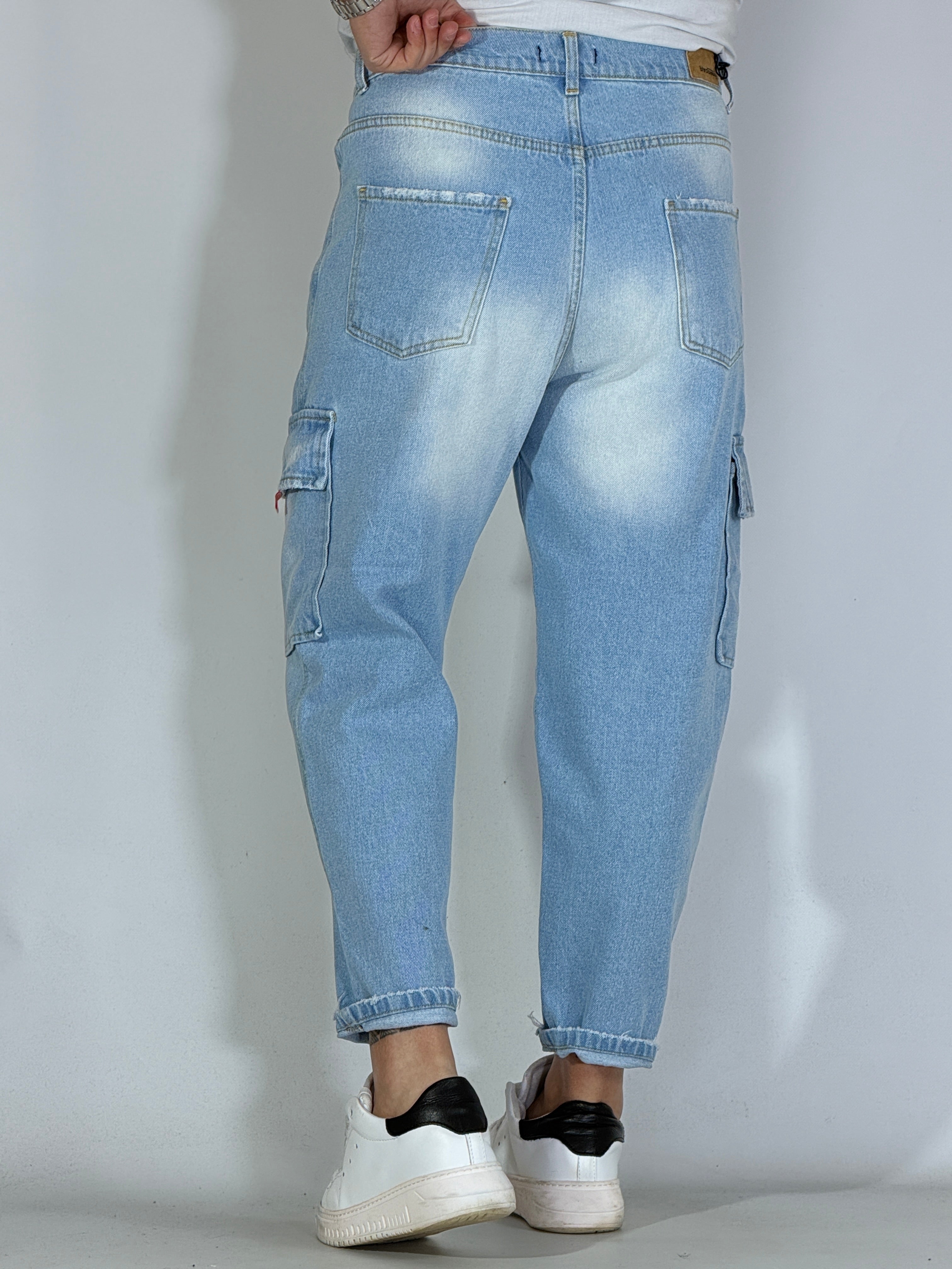 San Paolo · Jeans loose fit cargo chiaro