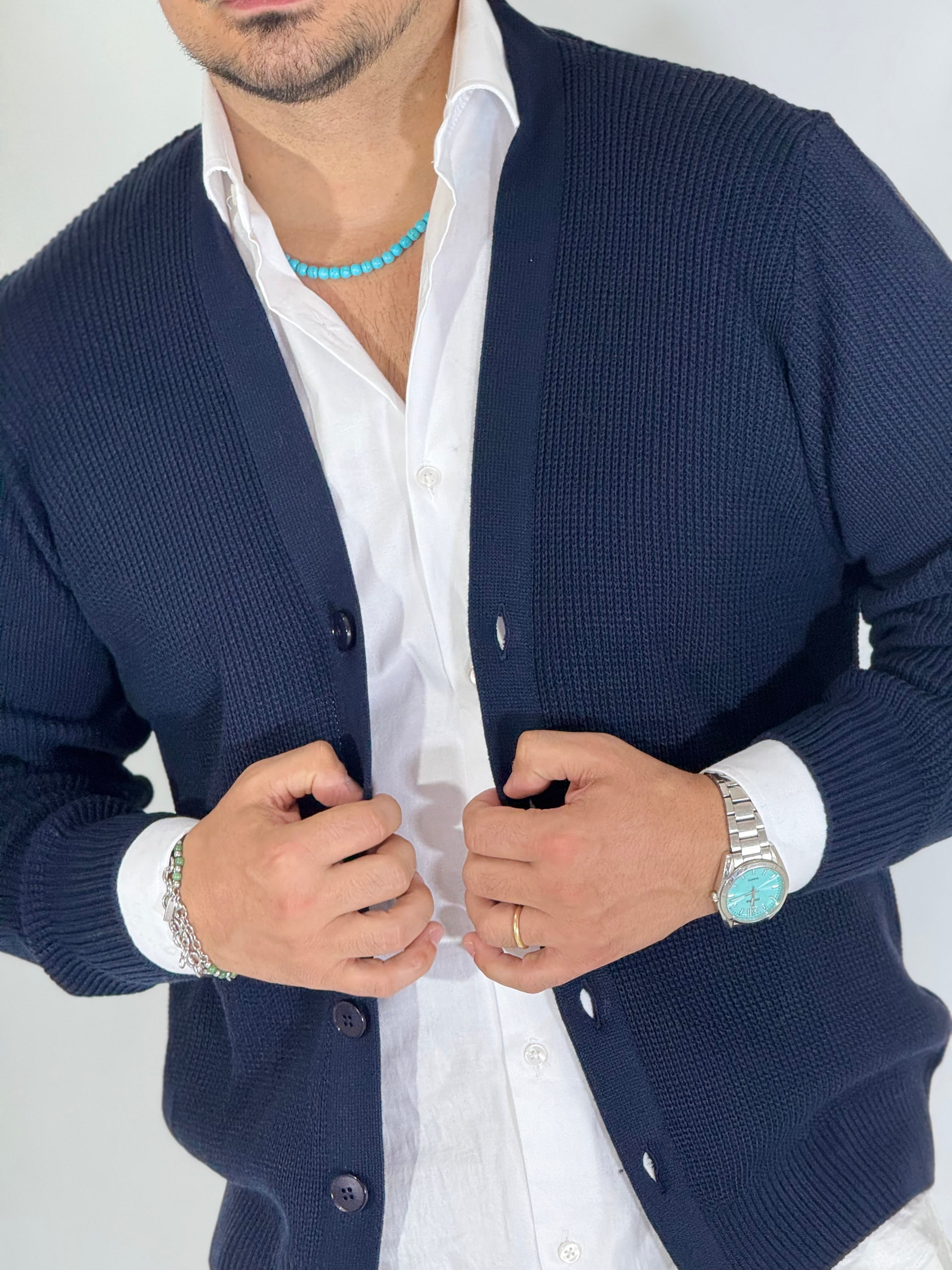 Cardigan invernale scialla blu BPK2507