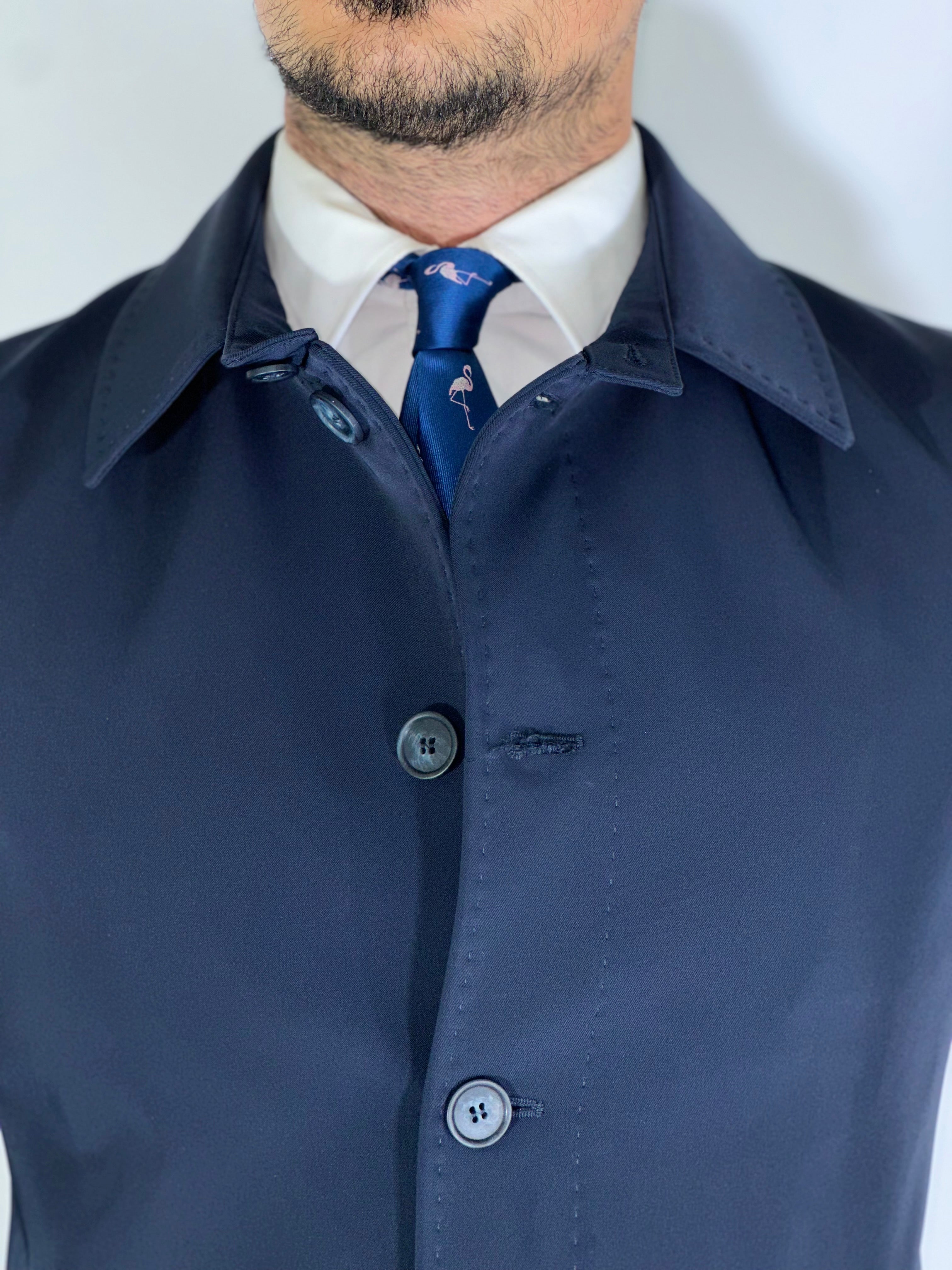 Trench spalmato imbottito blu BERLINO MARCO NILS