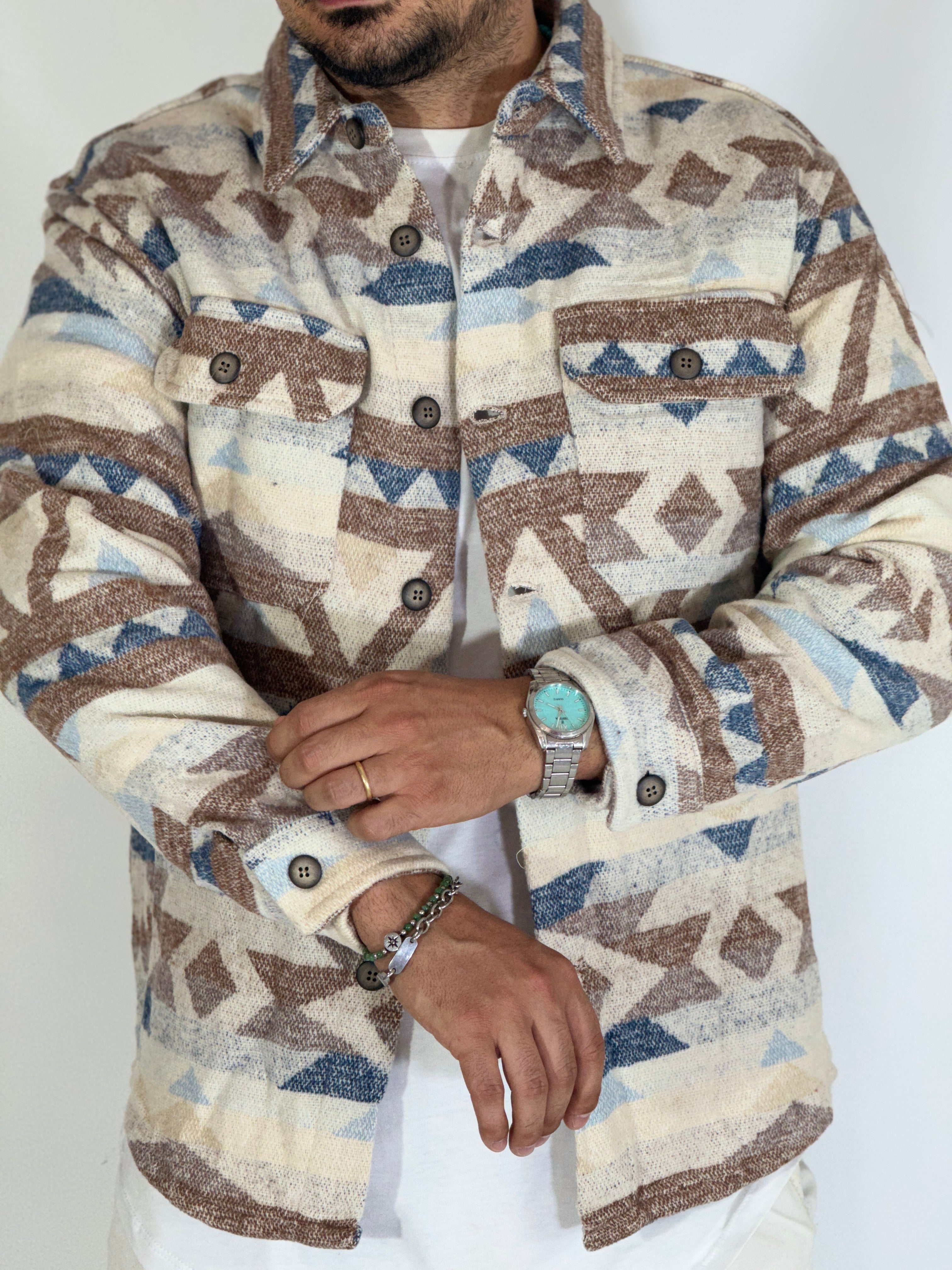 Giacca in pile azteca shallow camel GA7713