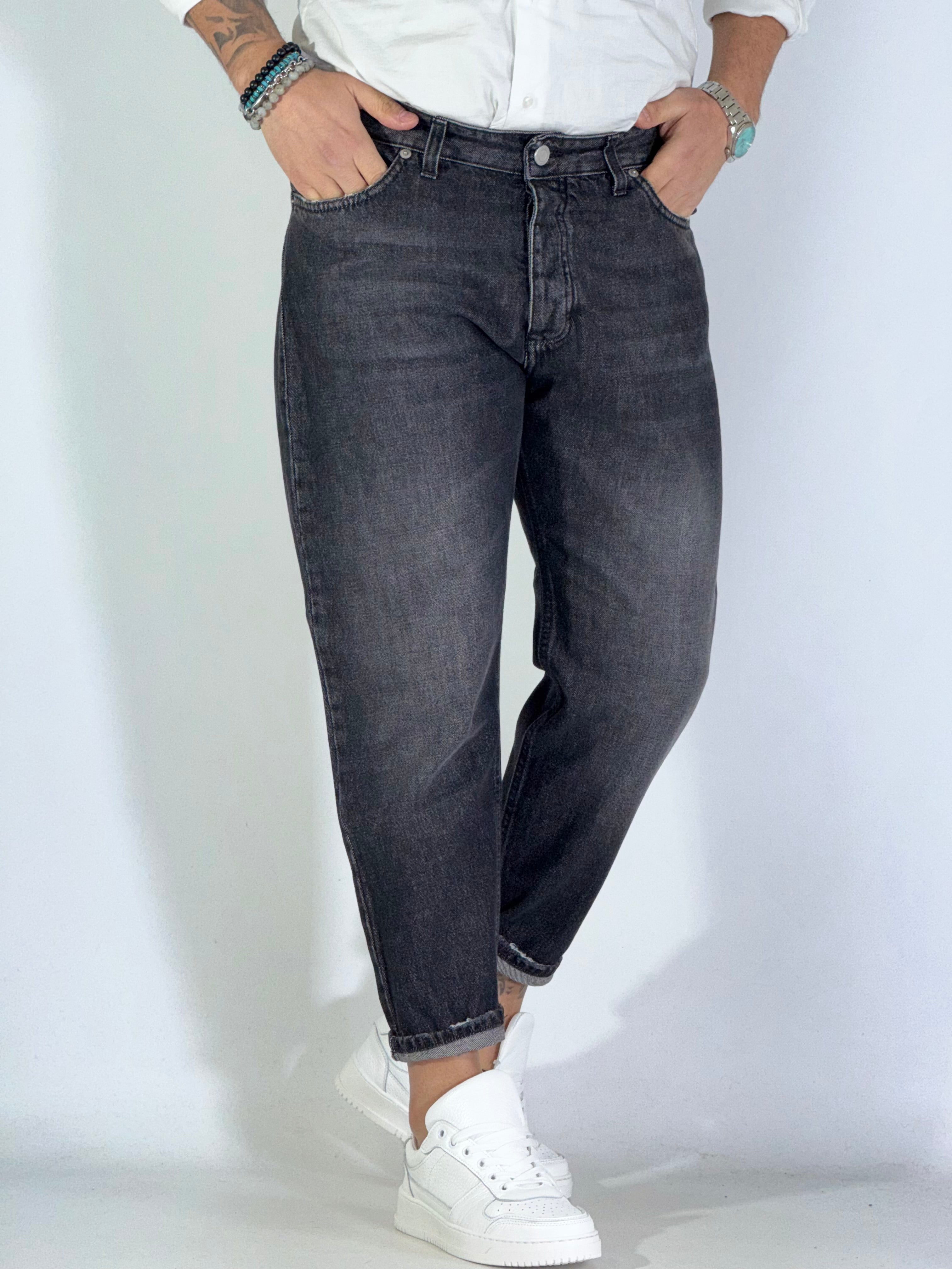 Jeans carrot cenere scuro 2N2T