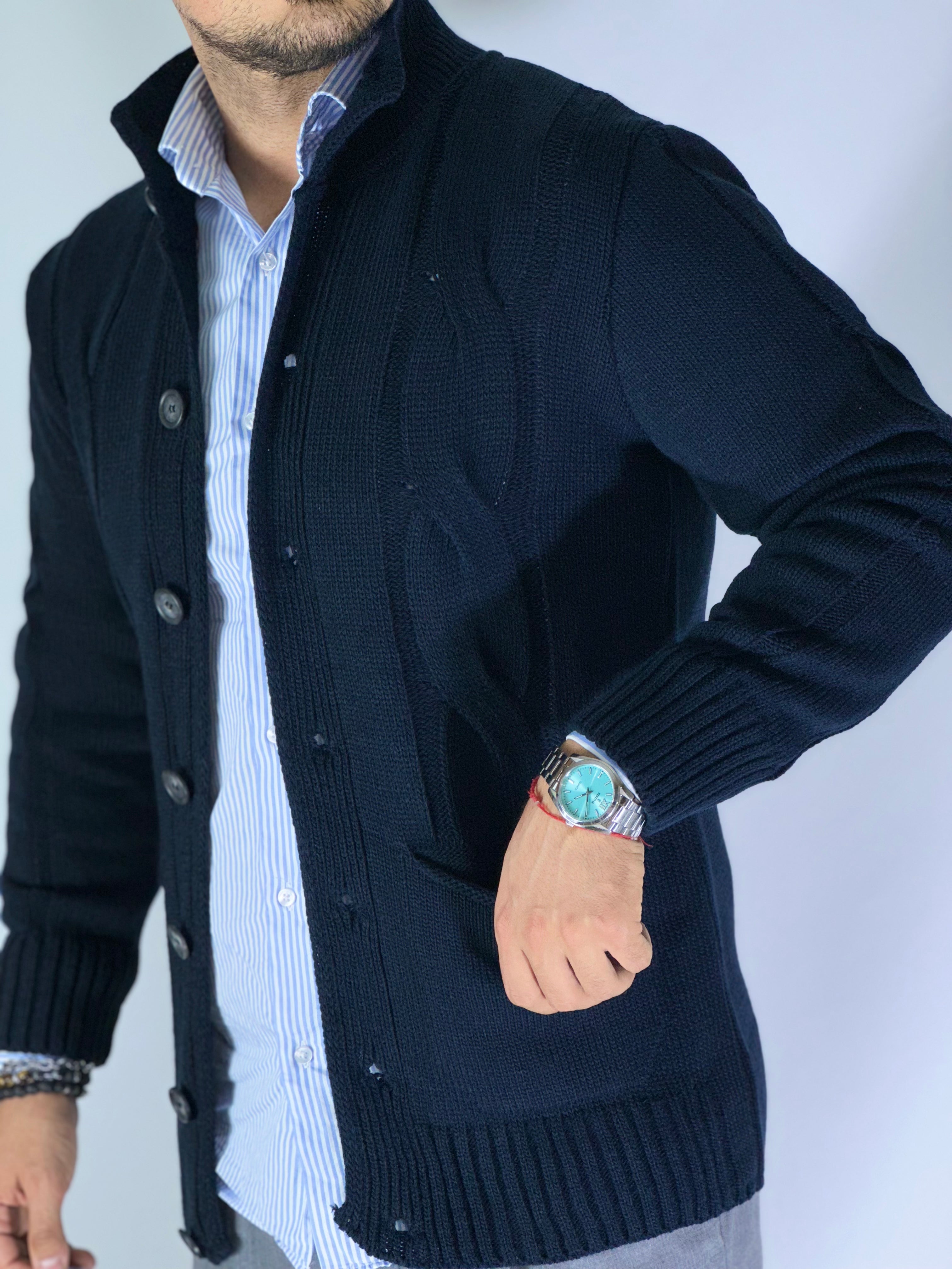 Cardigan lupetto blu SER758