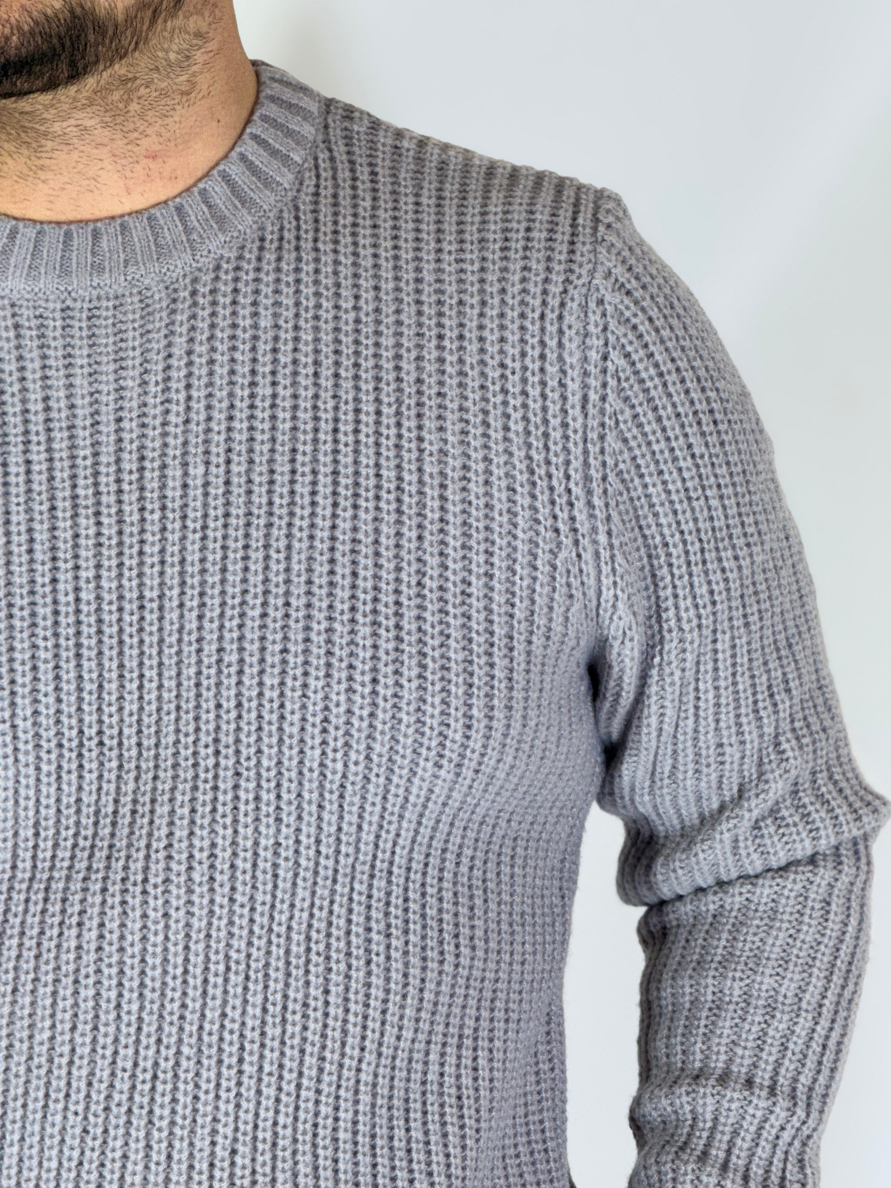 Maglione a costine grey NWS2206-9