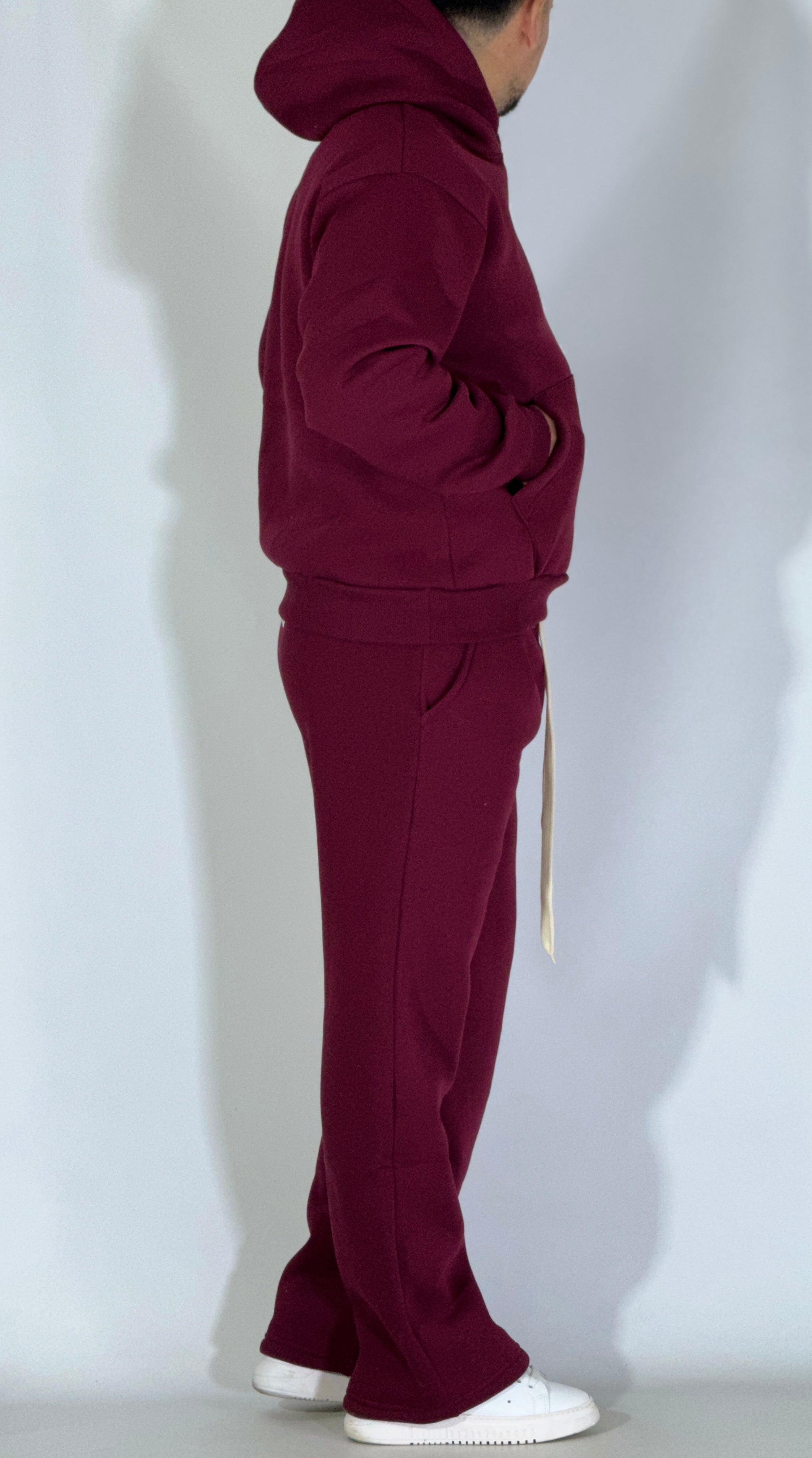 Completo tuta palazzo felpato bordeaux AD120