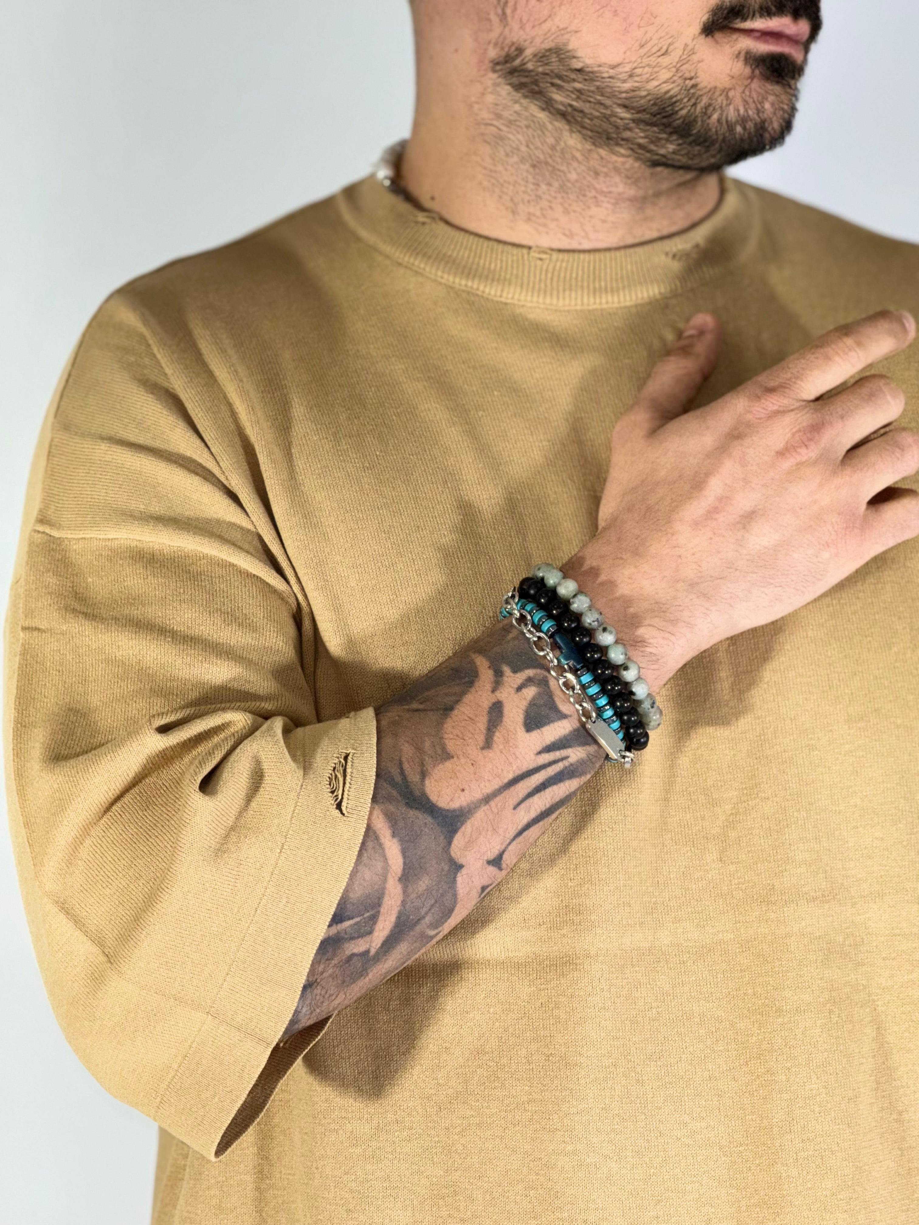 T-shirt over sfrangiata khaki apricot W86009