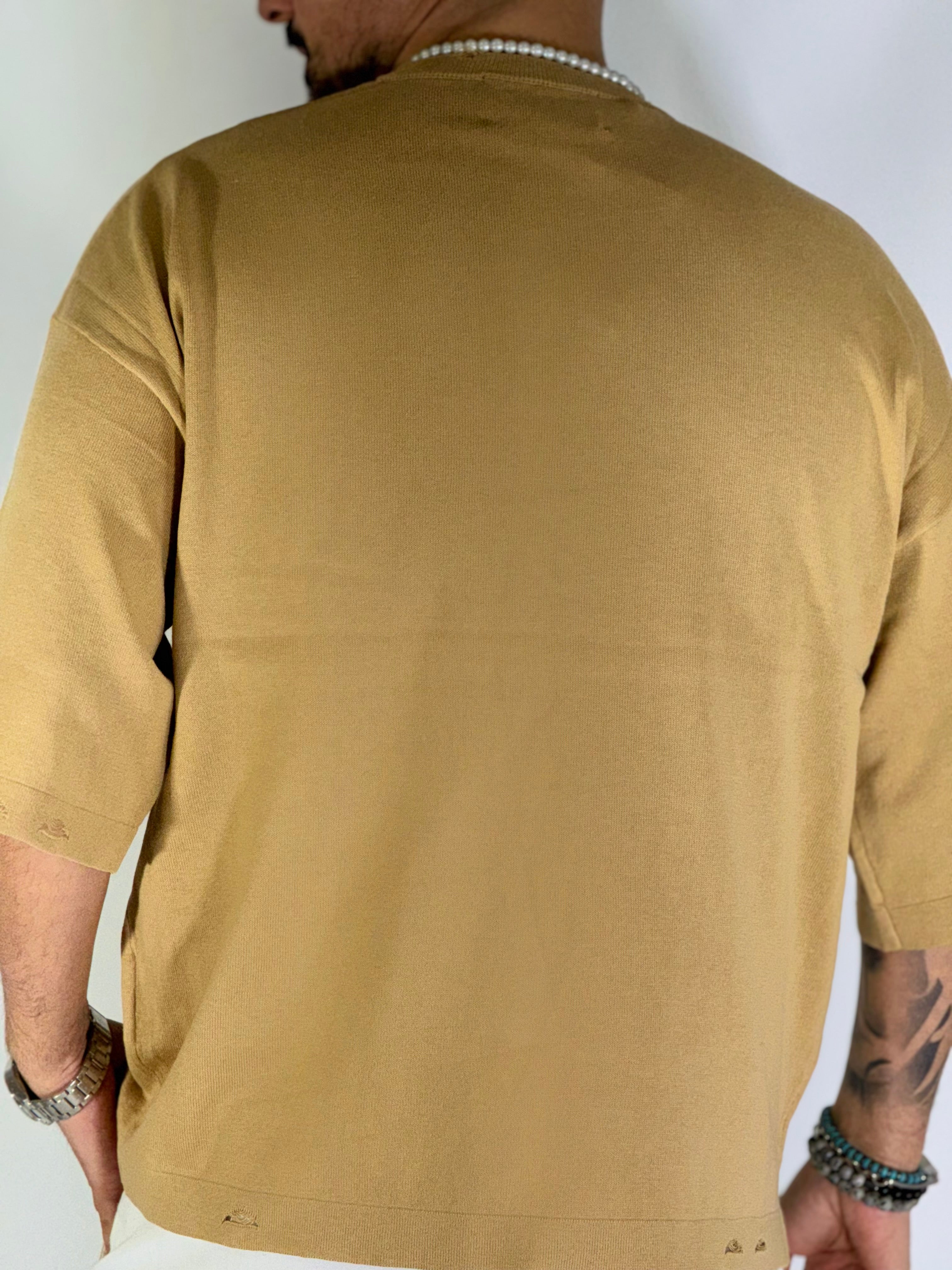 T-shirt over sfrangiata khaki apricot W86009