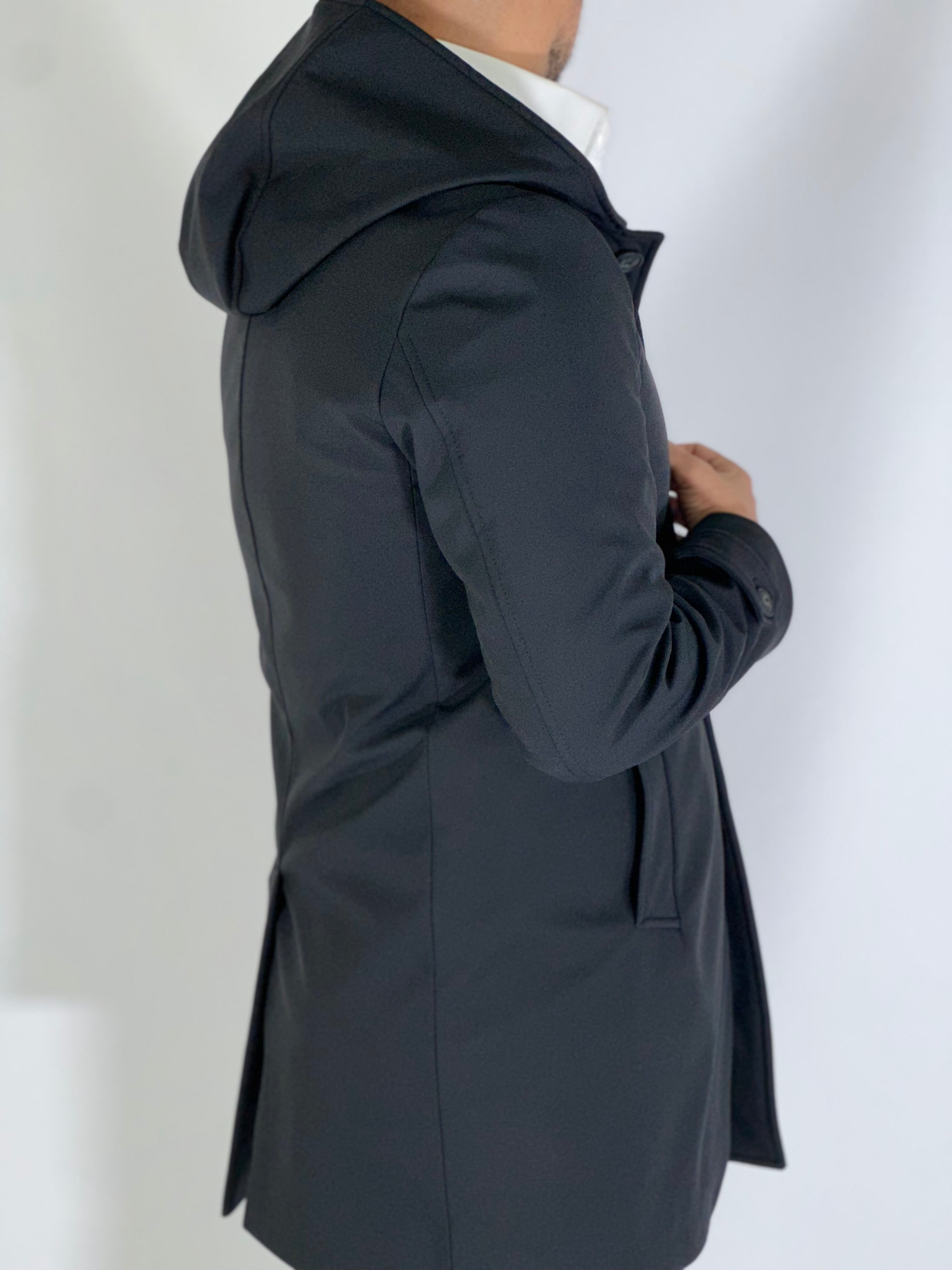 Trench con cappuccio RIVERSIDE nero