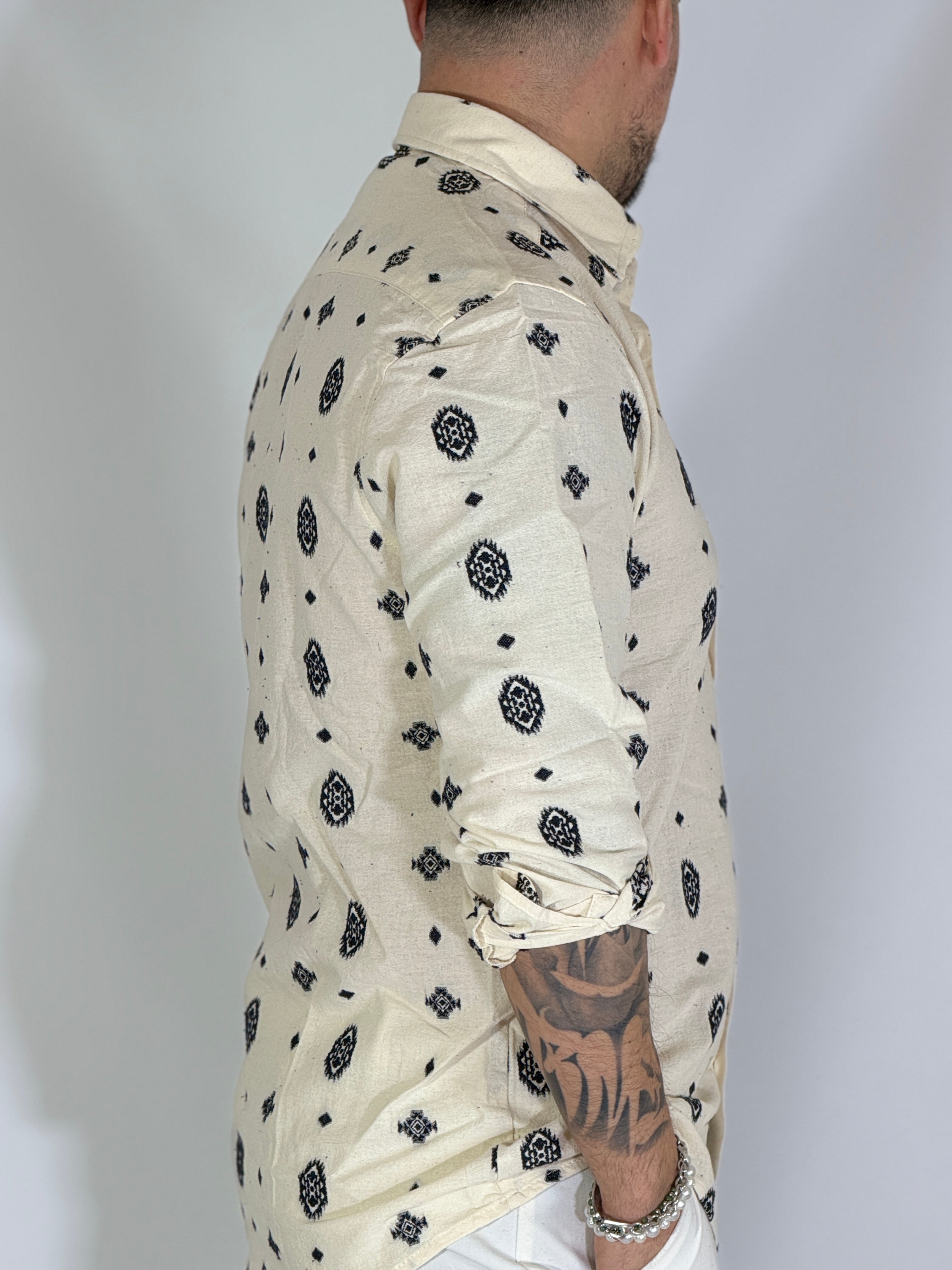 Camicia collo ricamata nera MYLIFE