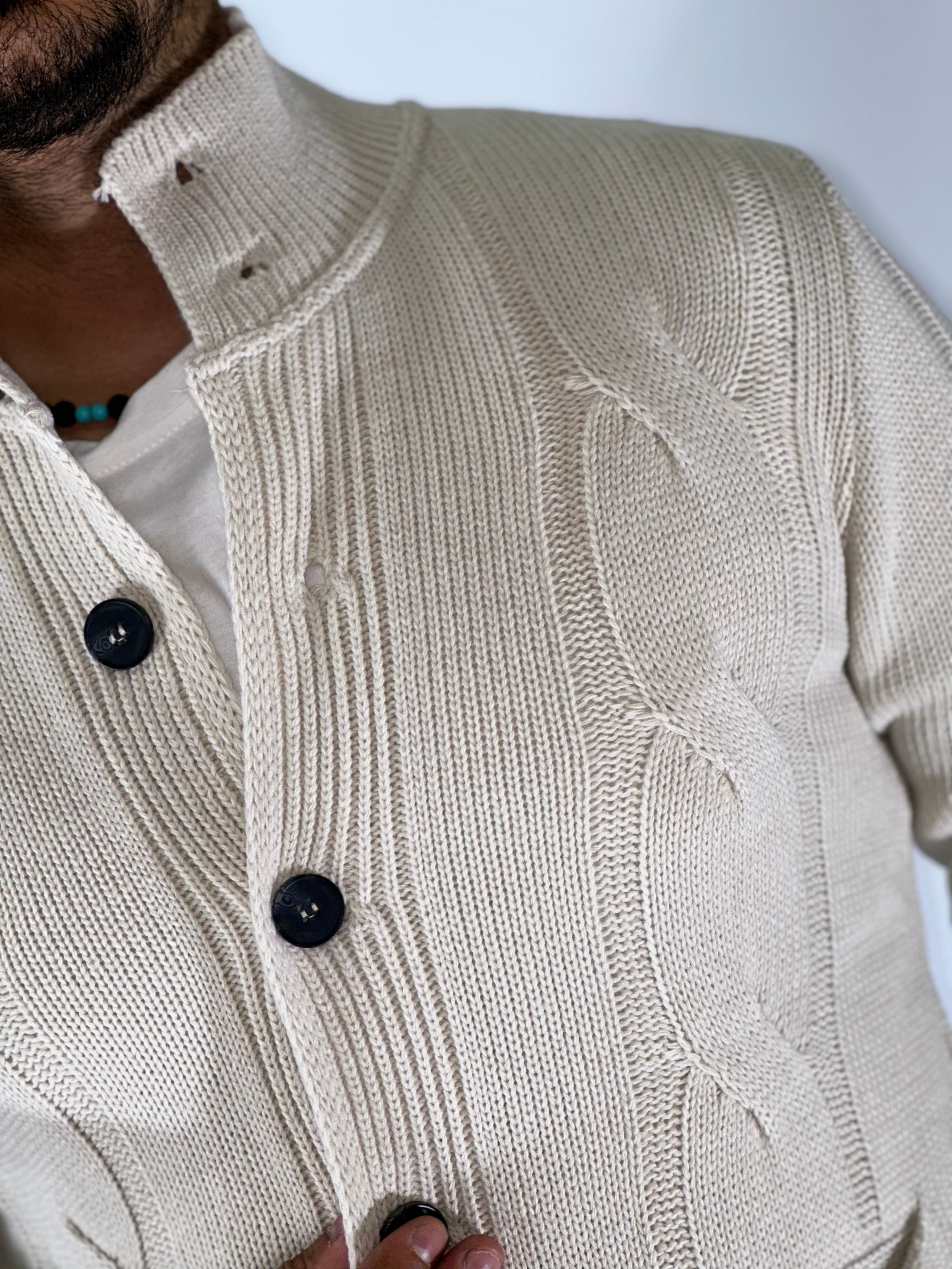Cardigan lupetto crema SER758