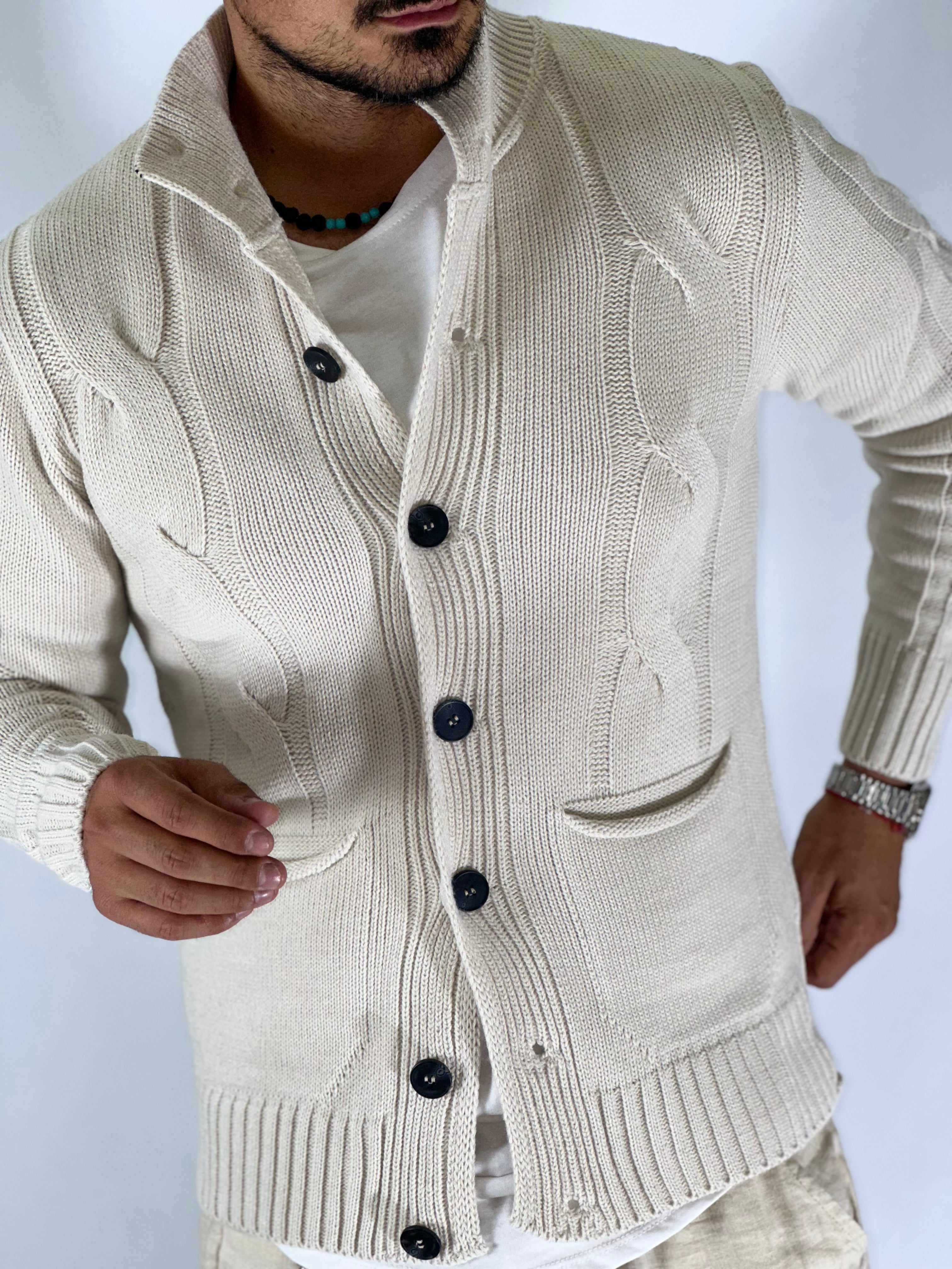 Cardigan lupetto crema SER758