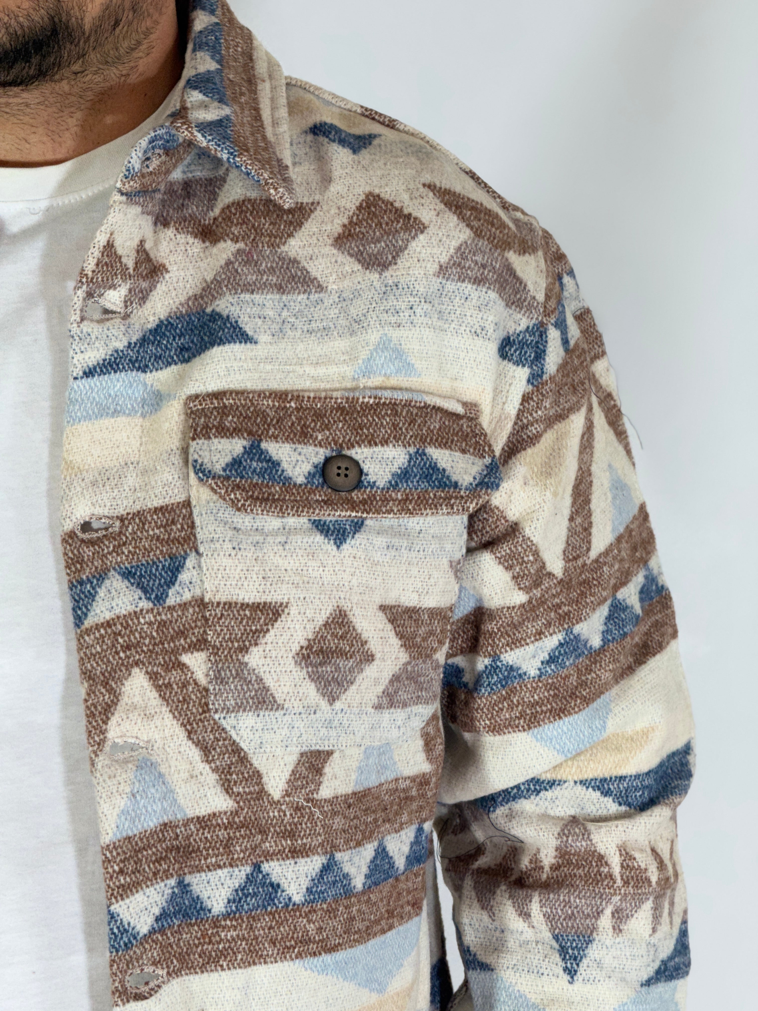 Giacca in pile azteca shallow camel GA7713