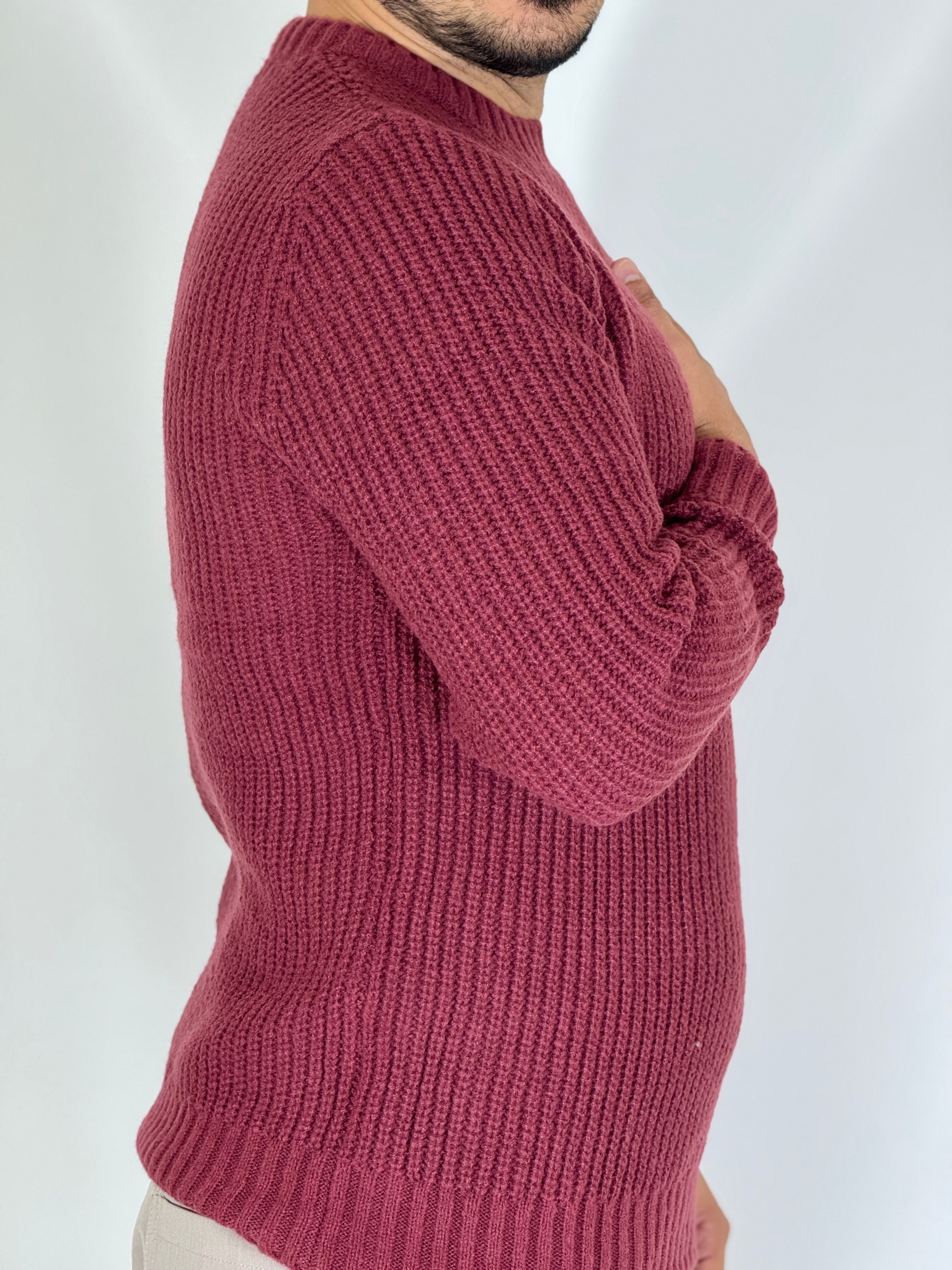 Maglione a costine wine red NWS2206-9