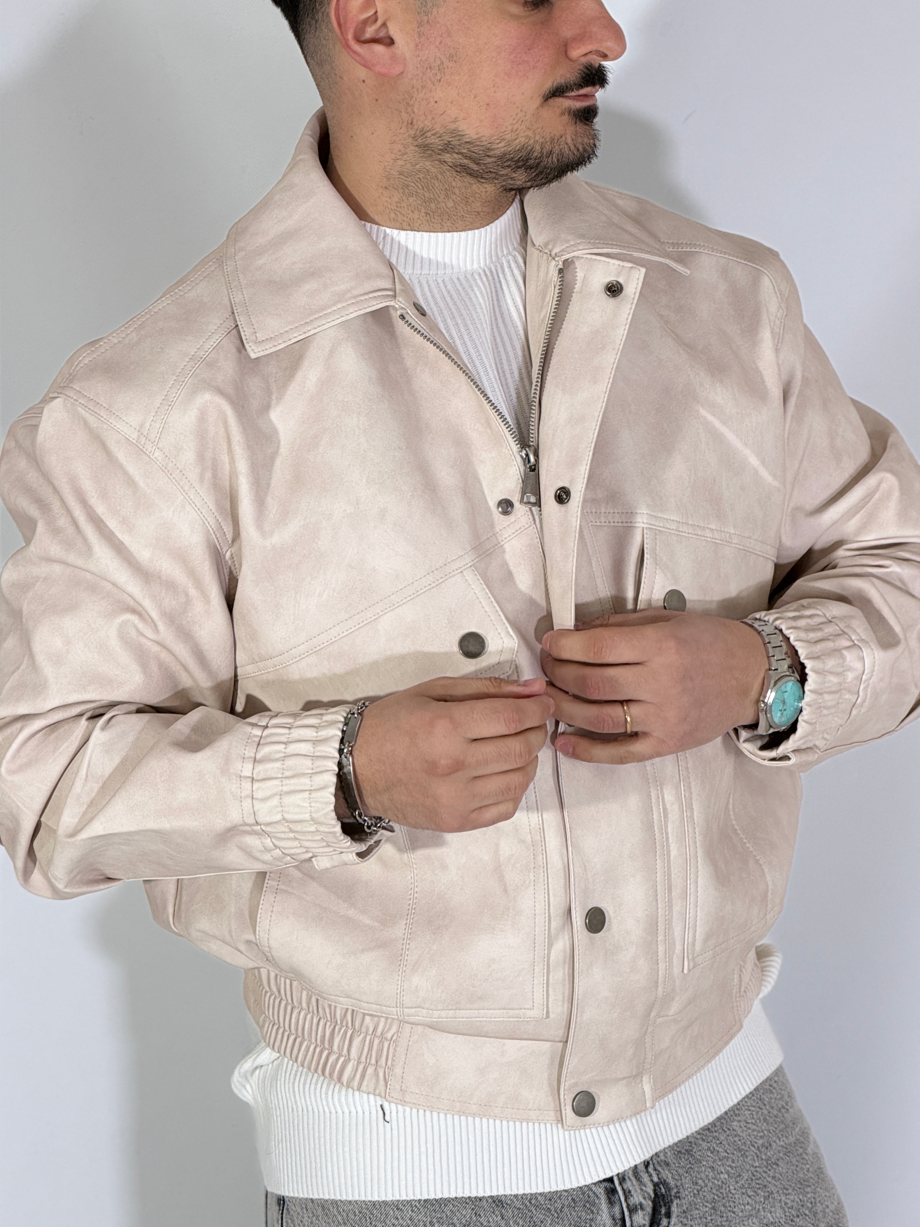 Giubbino eco-pelle panna XH8923