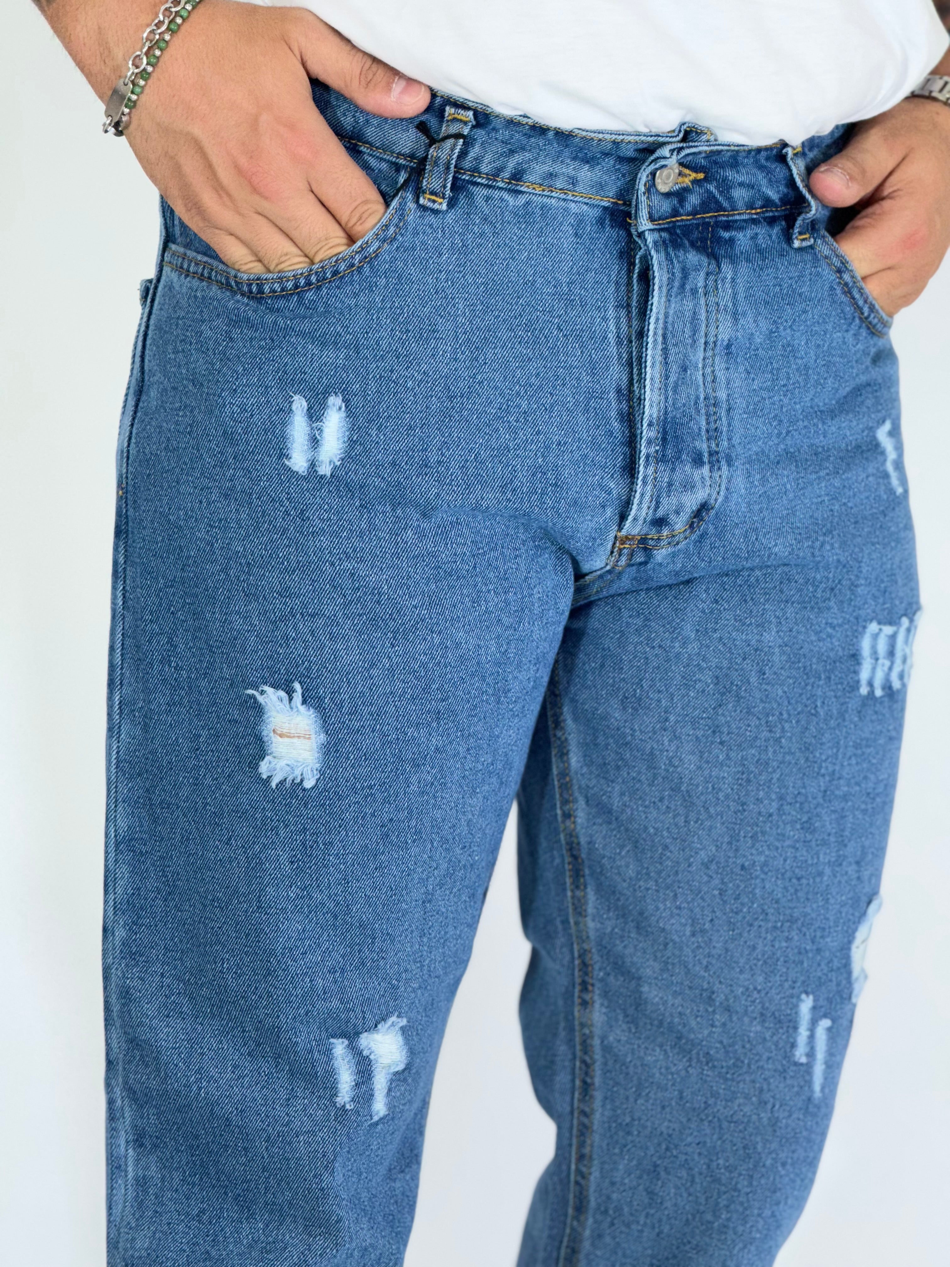 Jeans loose fit con strappi intermedio MAIORCA-3