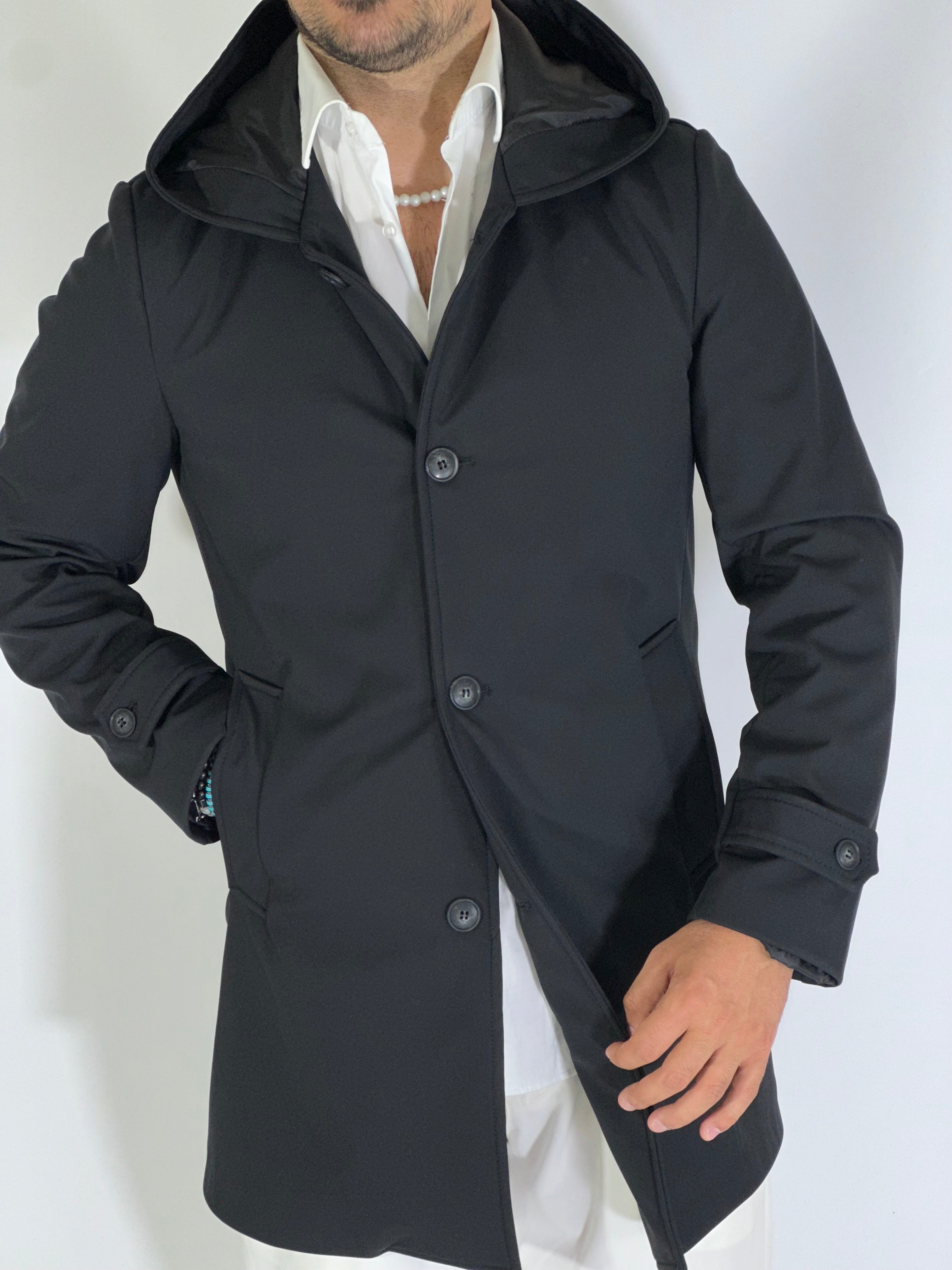 Trench con cappuccio RIVERSIDE nero