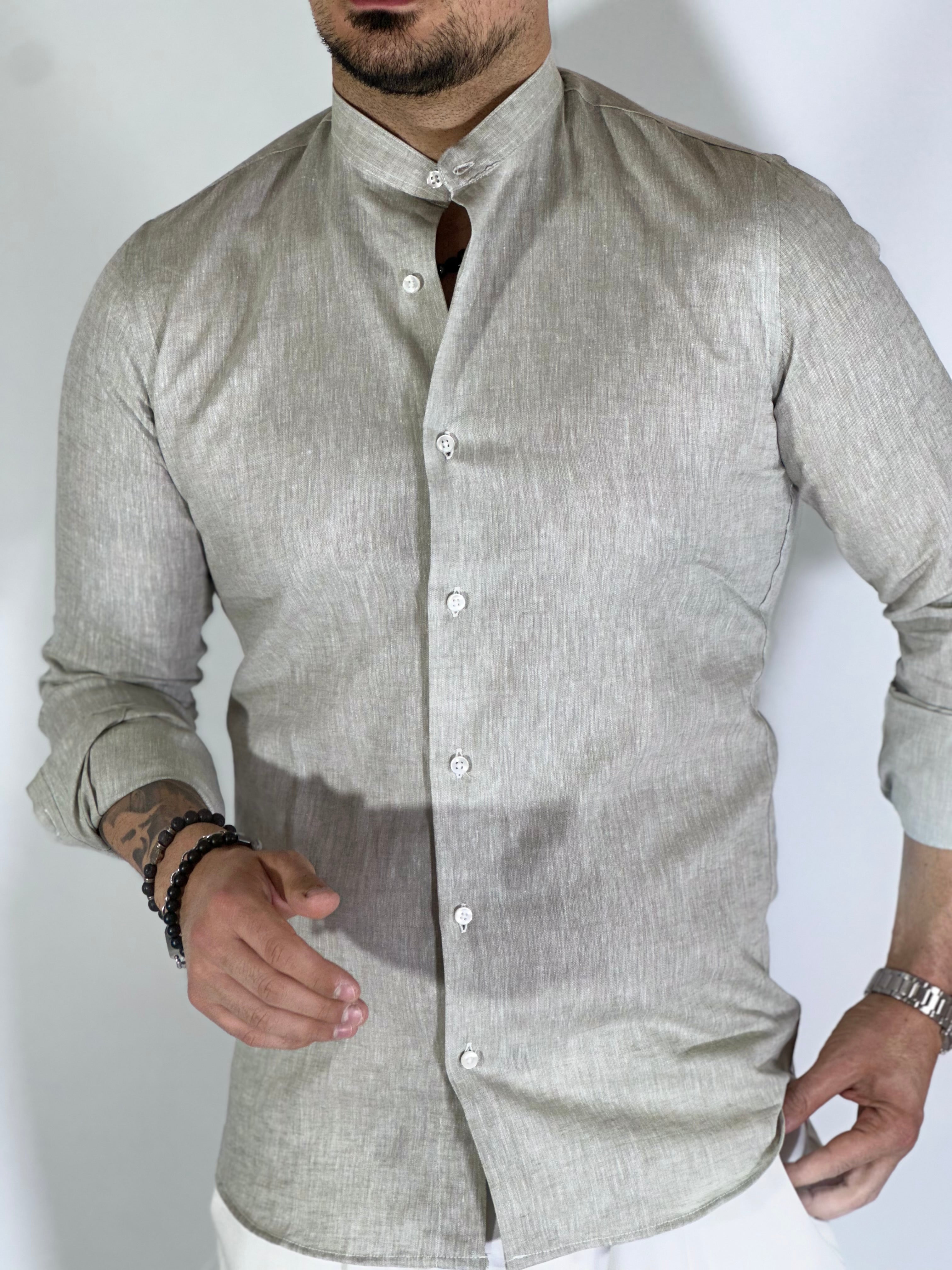 Camicia migliaccio coreana lino SALVIA