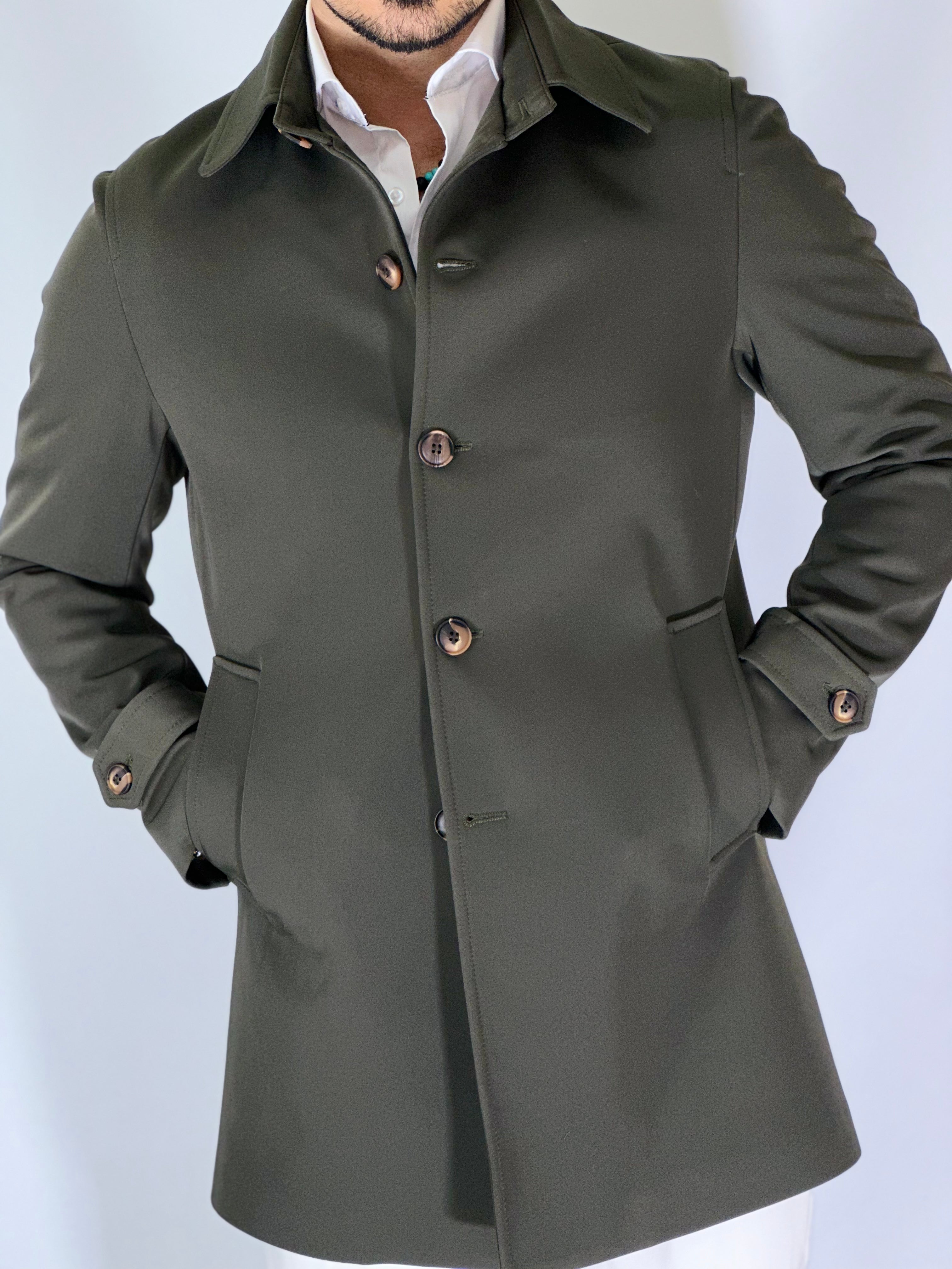 Trench elegant imbottito verde CAP SLOU
