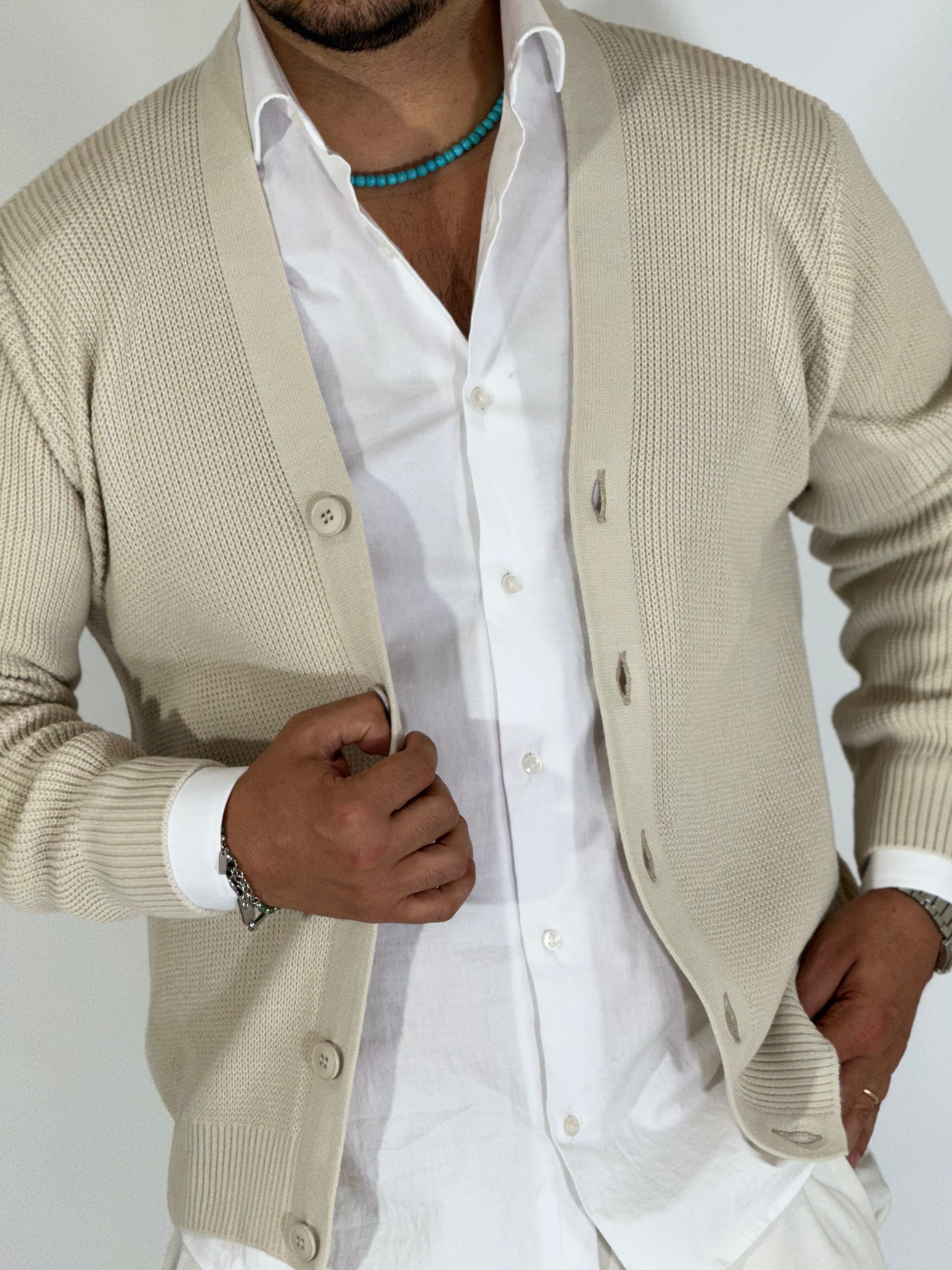 Cardigan invernale scialla avorio BPK2507