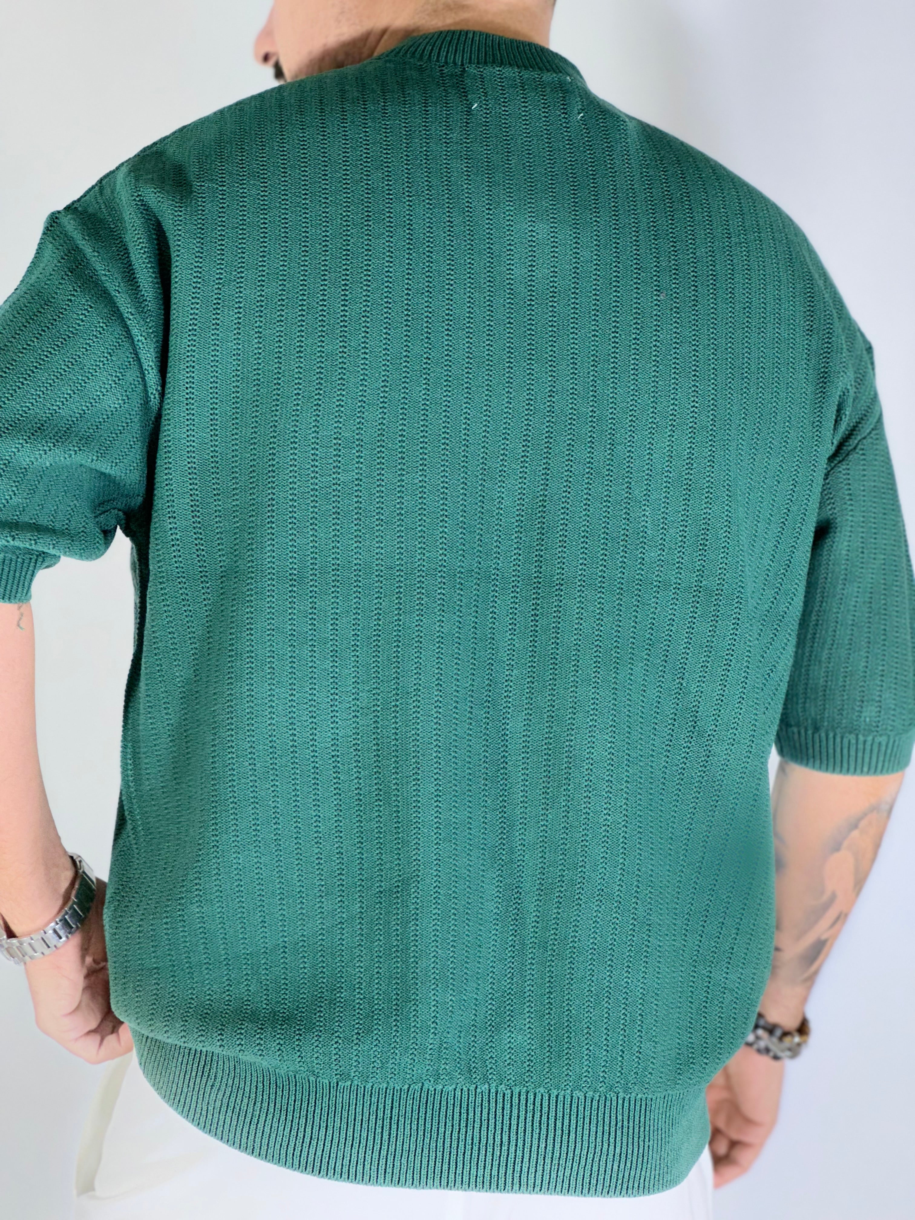T-shirt serafino verde W86002