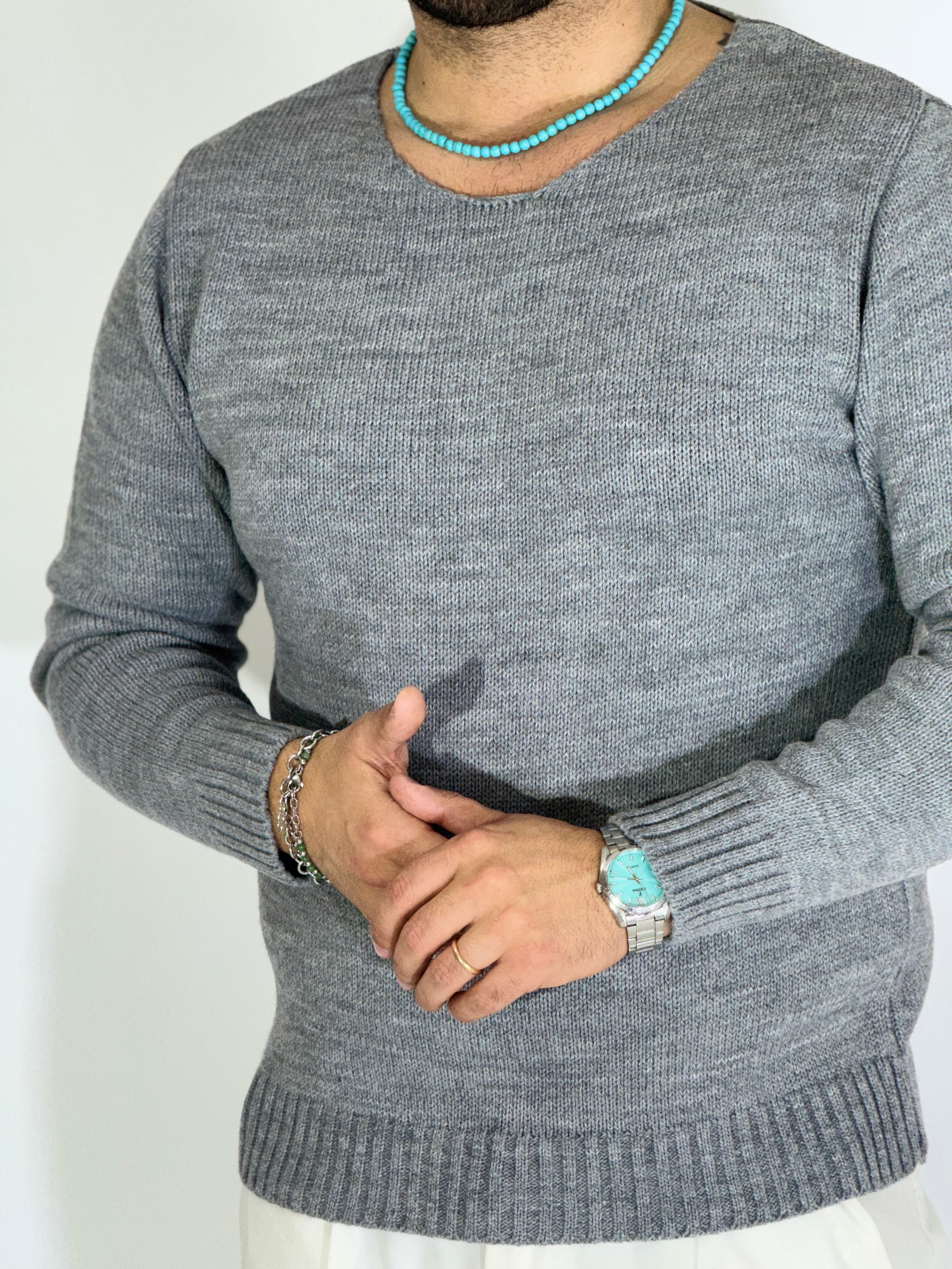 Maglia scollata grigio chiaro YOKOHAMA