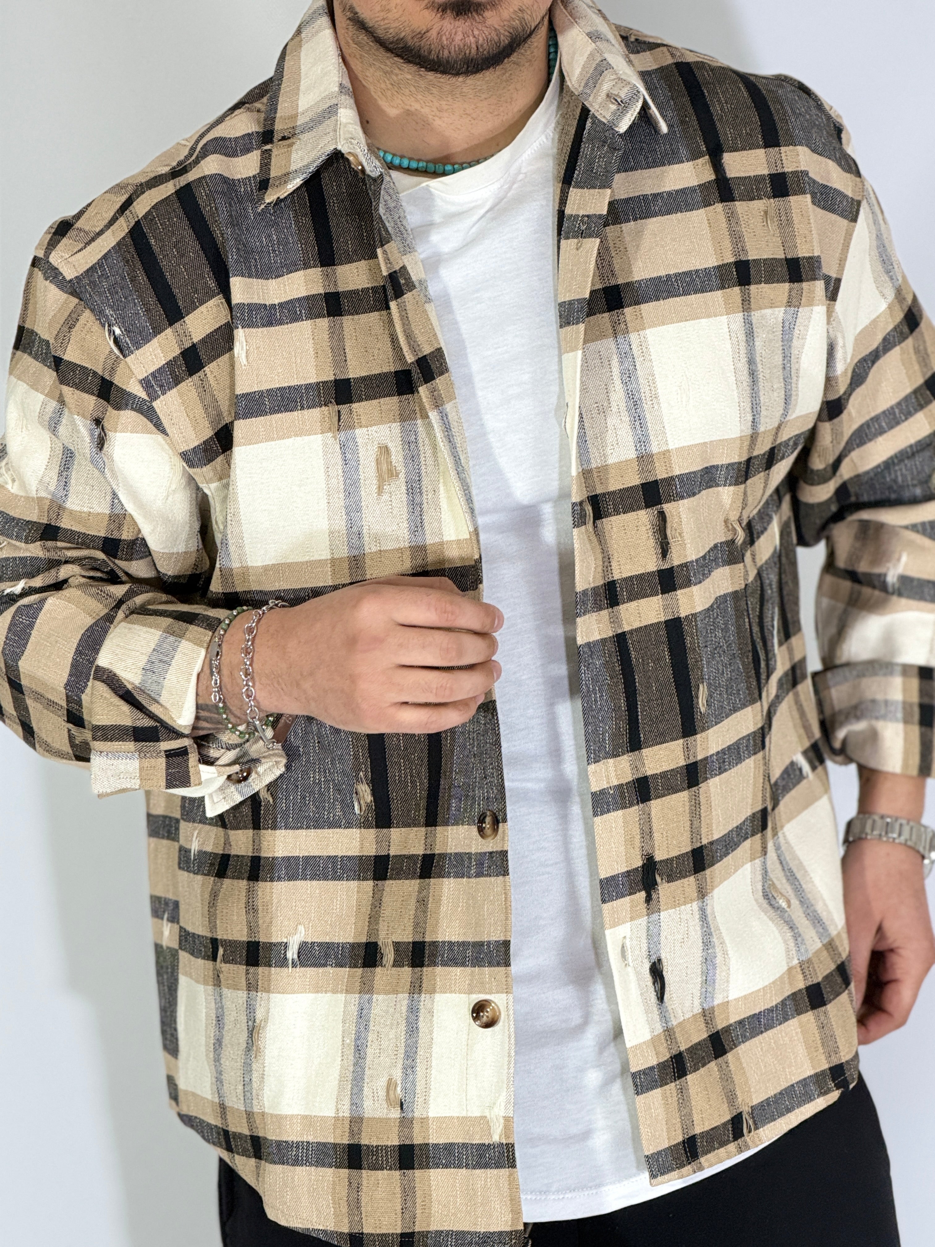 Giacca quadri beige CAM7804