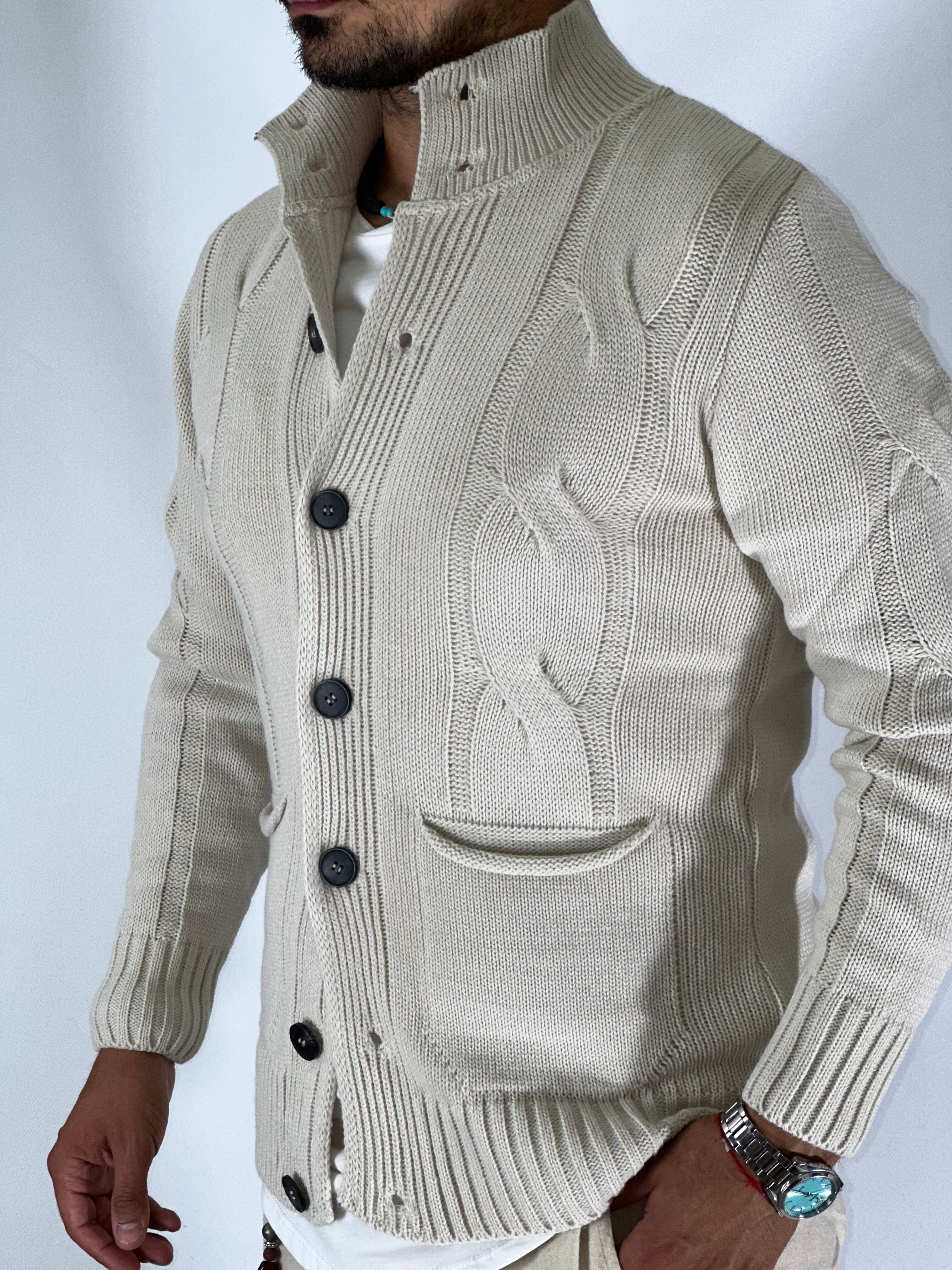 Cardigan lupetto crema SER758