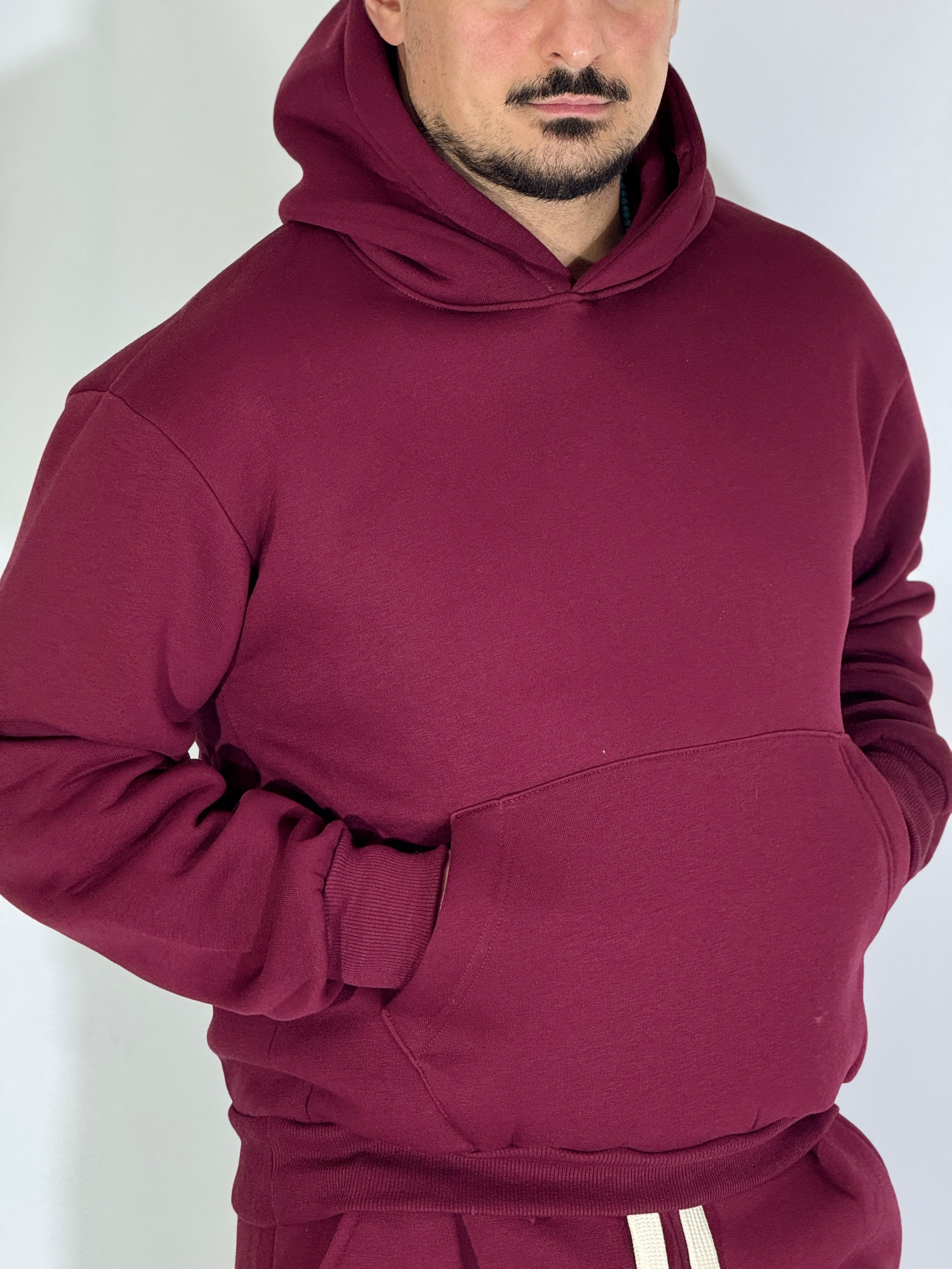 Completo tuta palazzo felpato bordeaux AD120