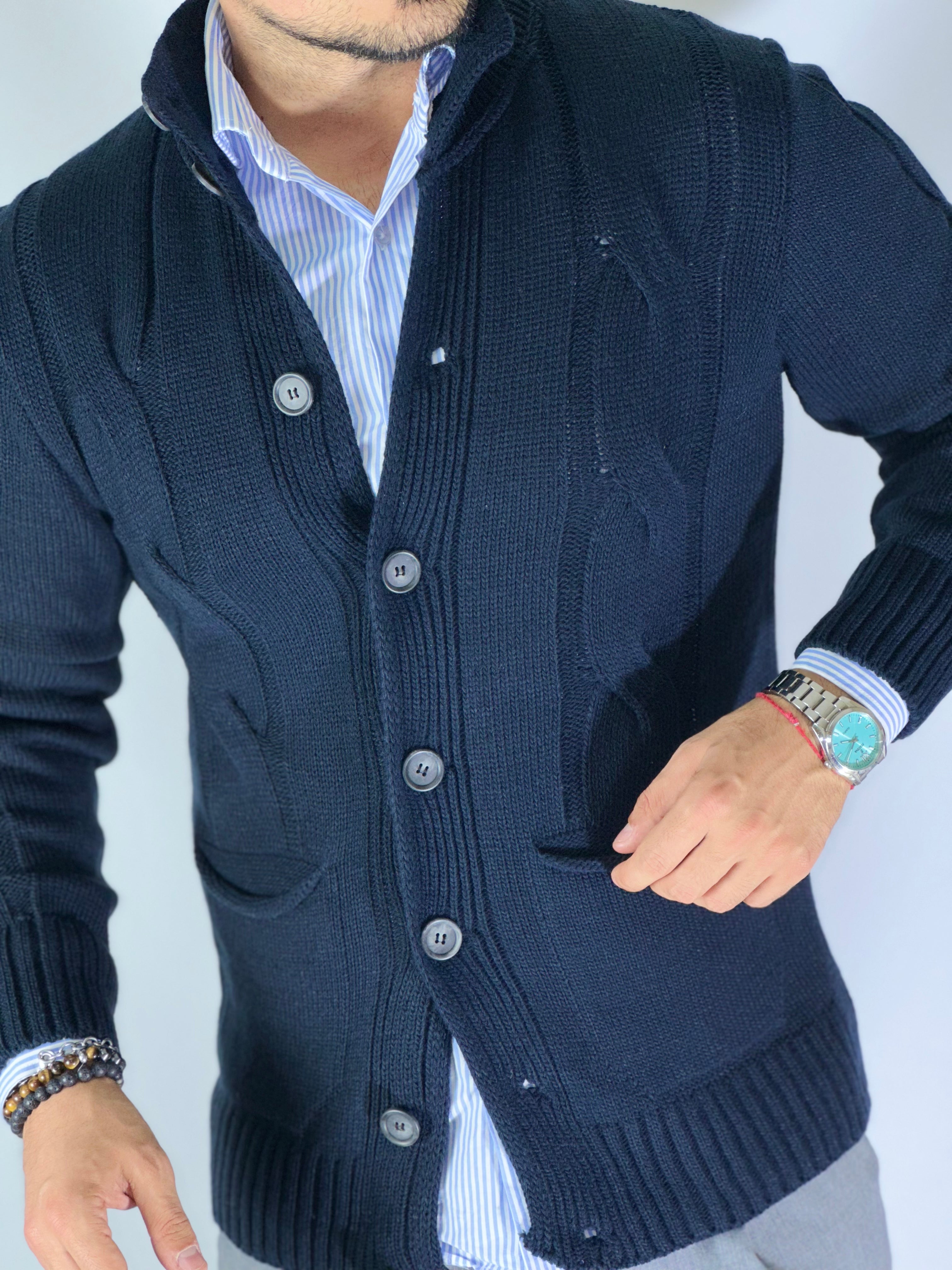 Cardigan lupetto blu SER758