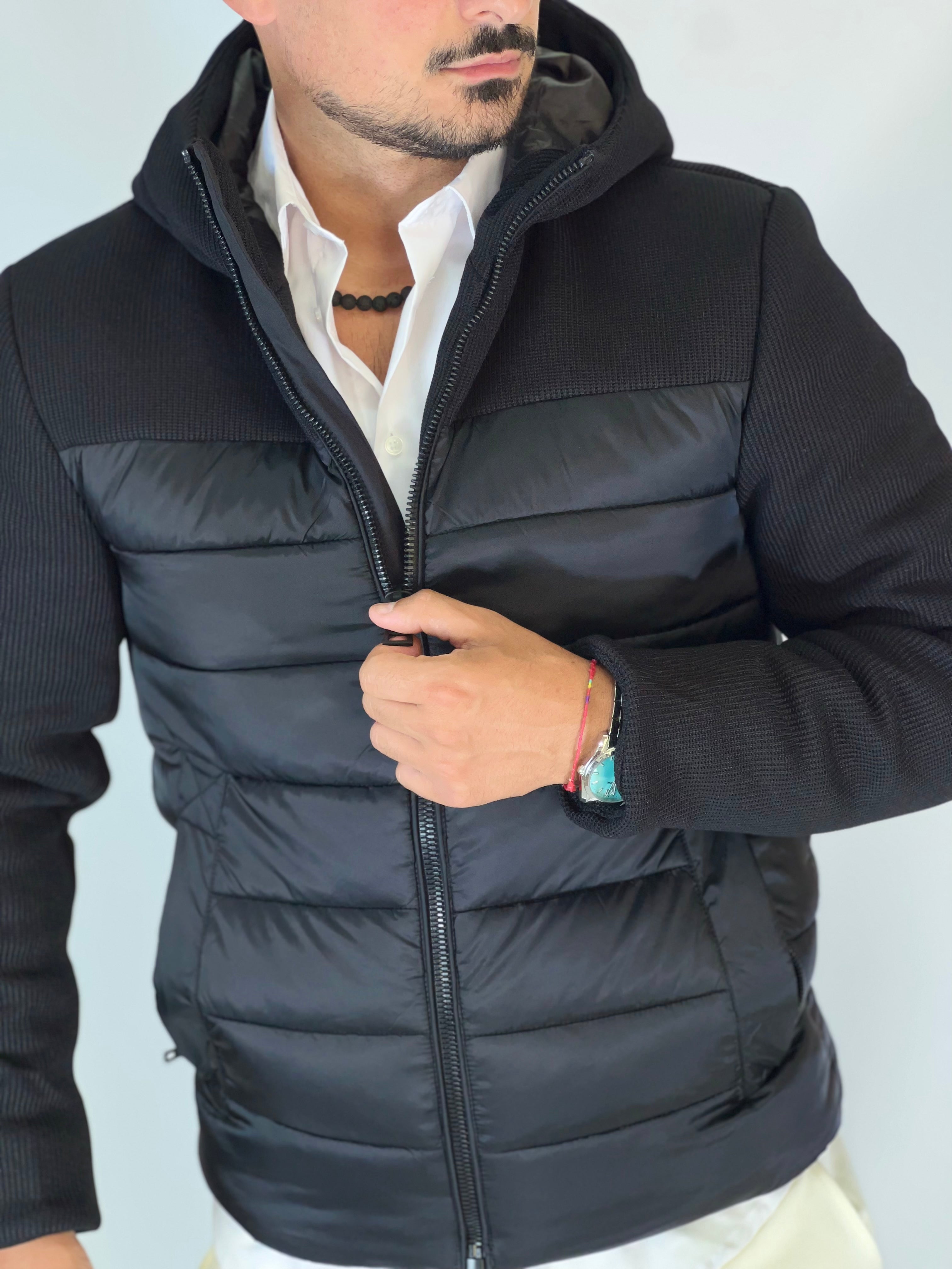 Piumino bimaterico nero PETRO' GB9004