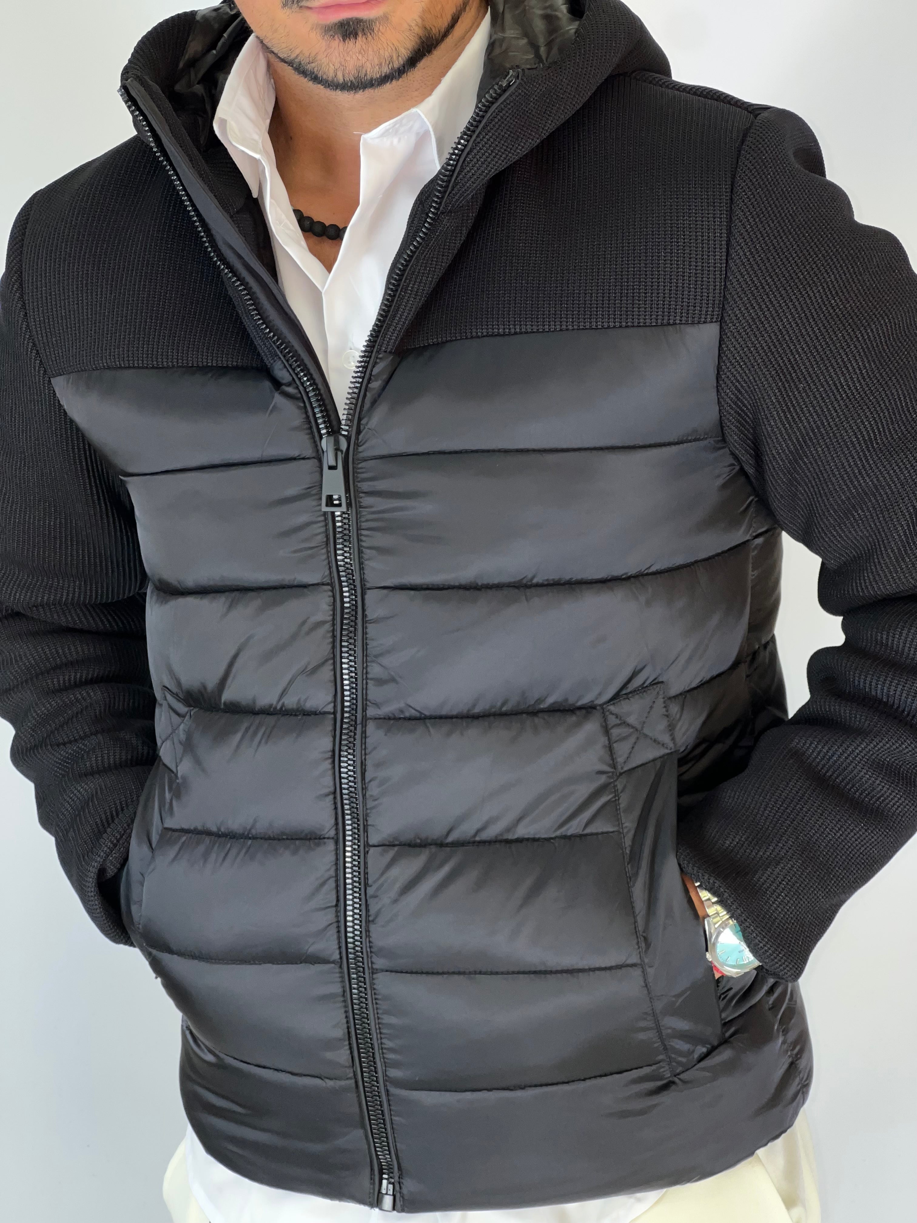 Piumino bimaterico nero PETRO' GB9004