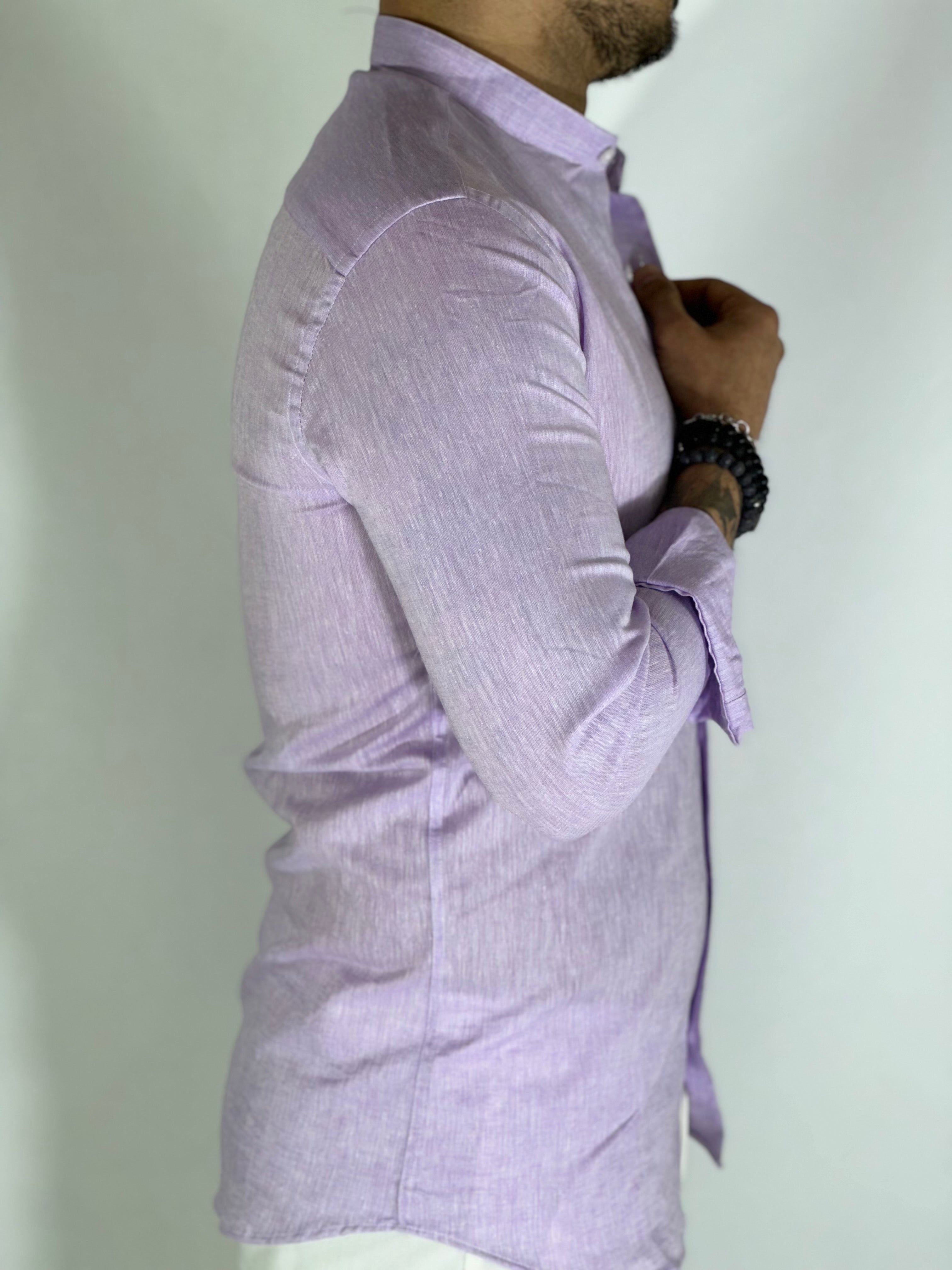 Camicia migliaccio coreana lino LILLA