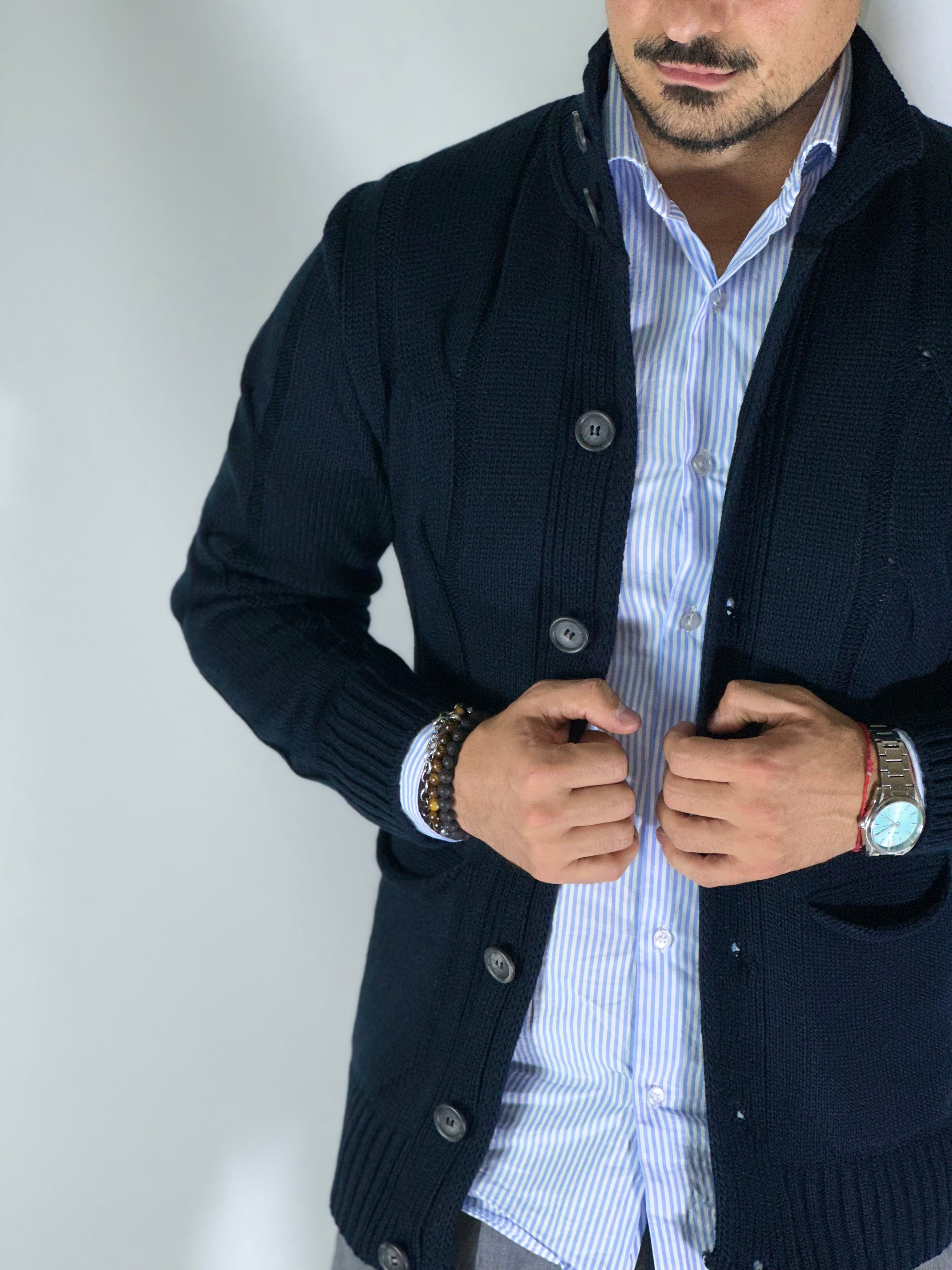 Cardigan lupetto blu SER758