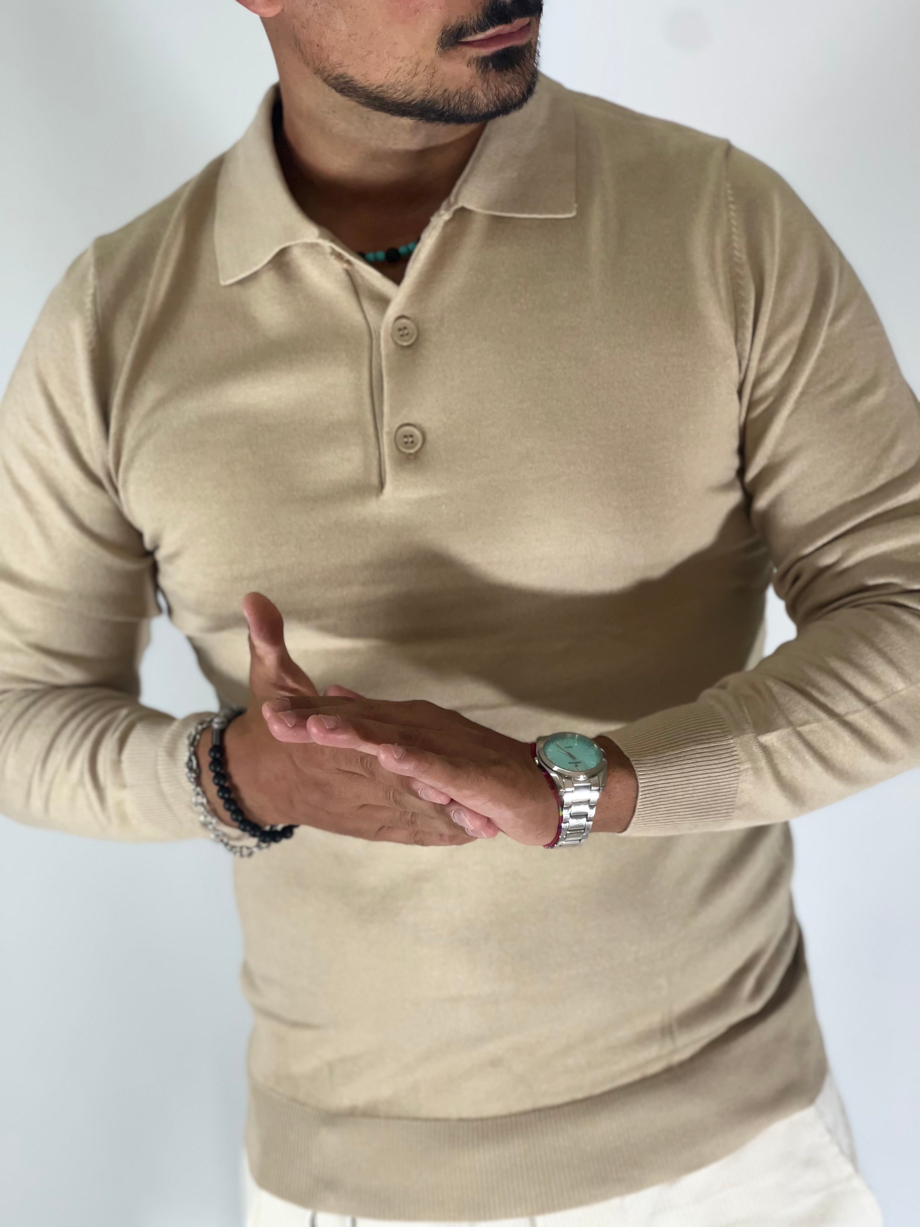 Polo manica lunga beige WFM002/MP-07