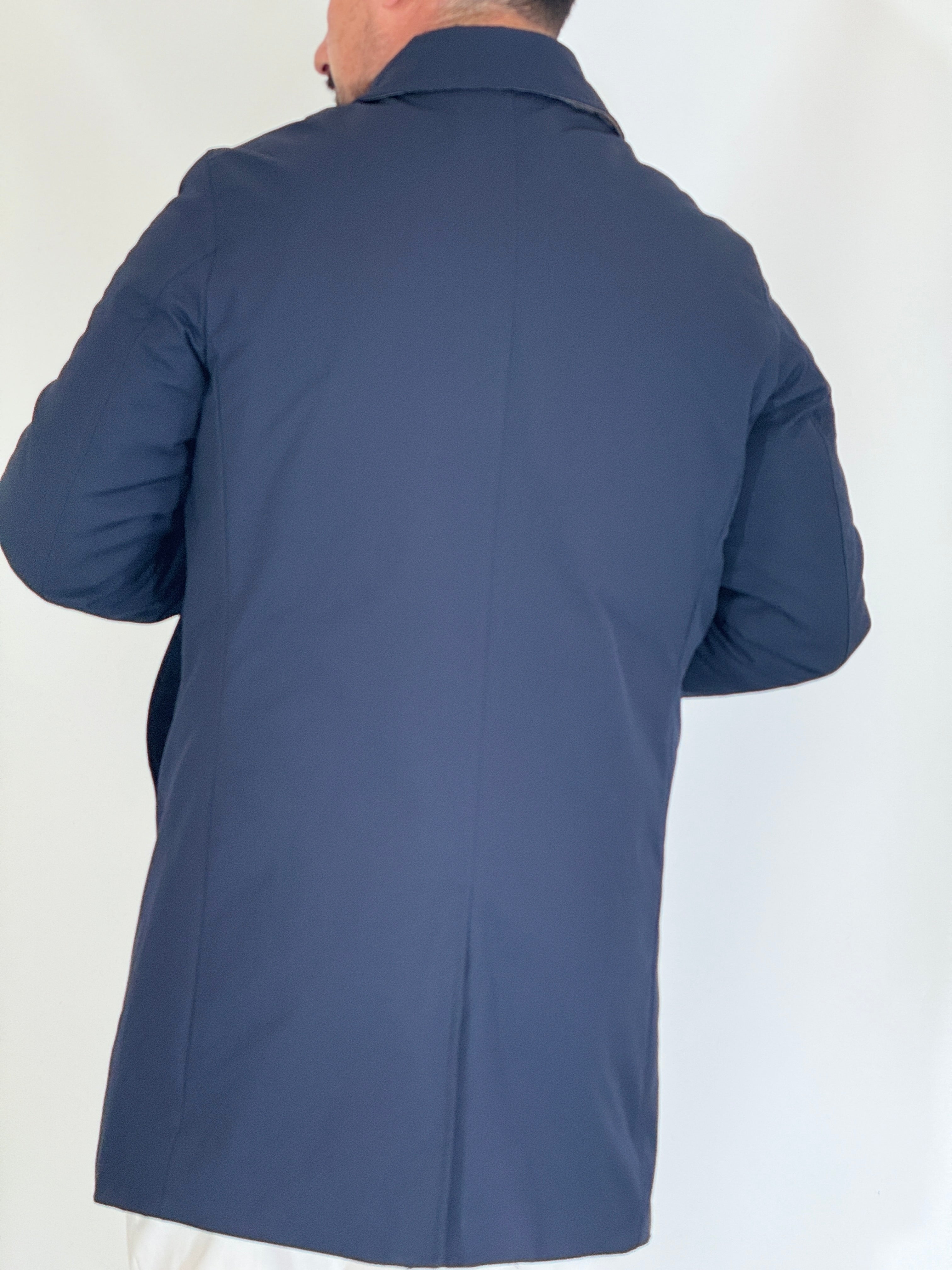 Trench tessuto diagonale imbottito blu RCS007WF