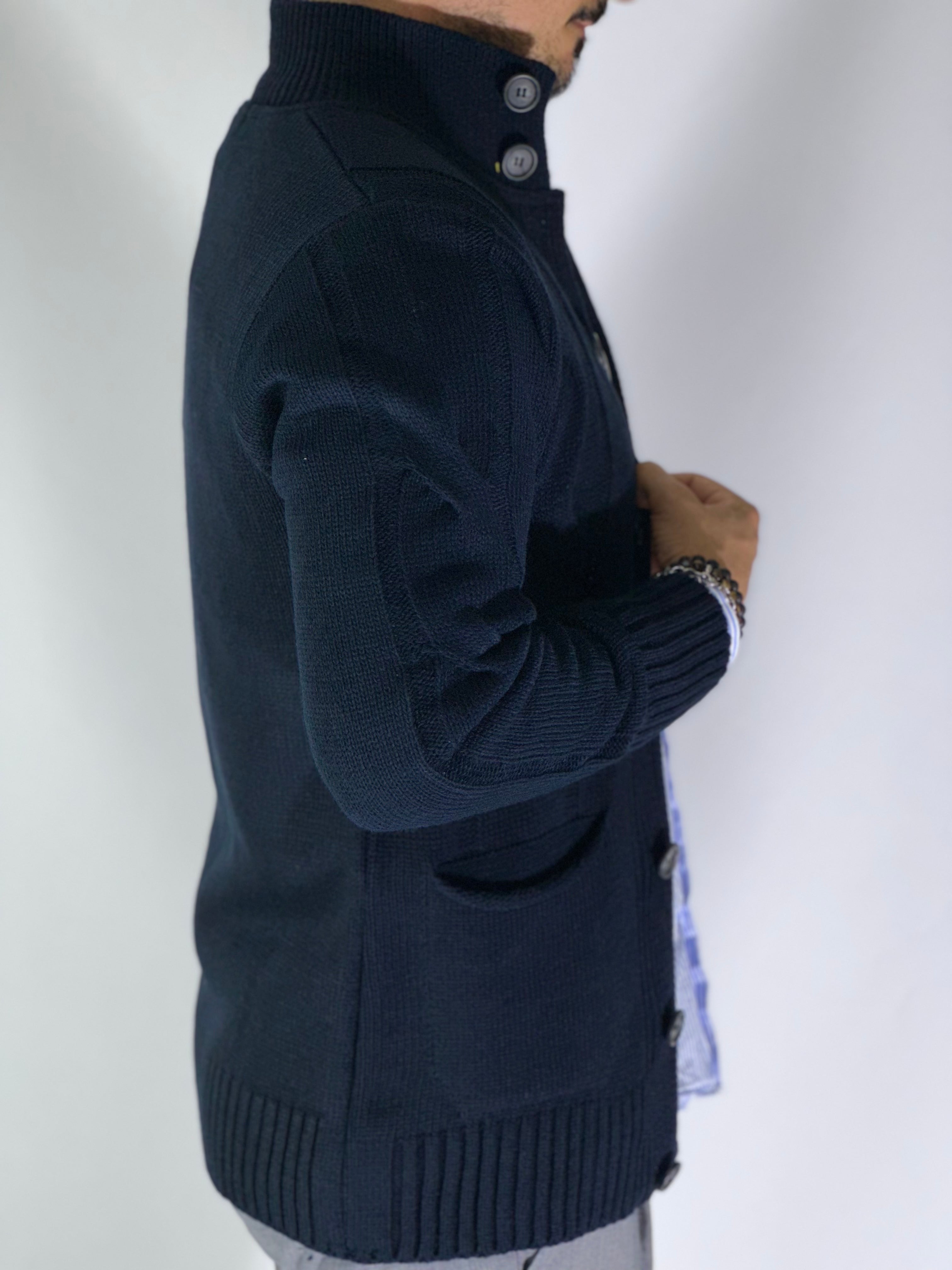 Cardigan lupetto blu SER758
