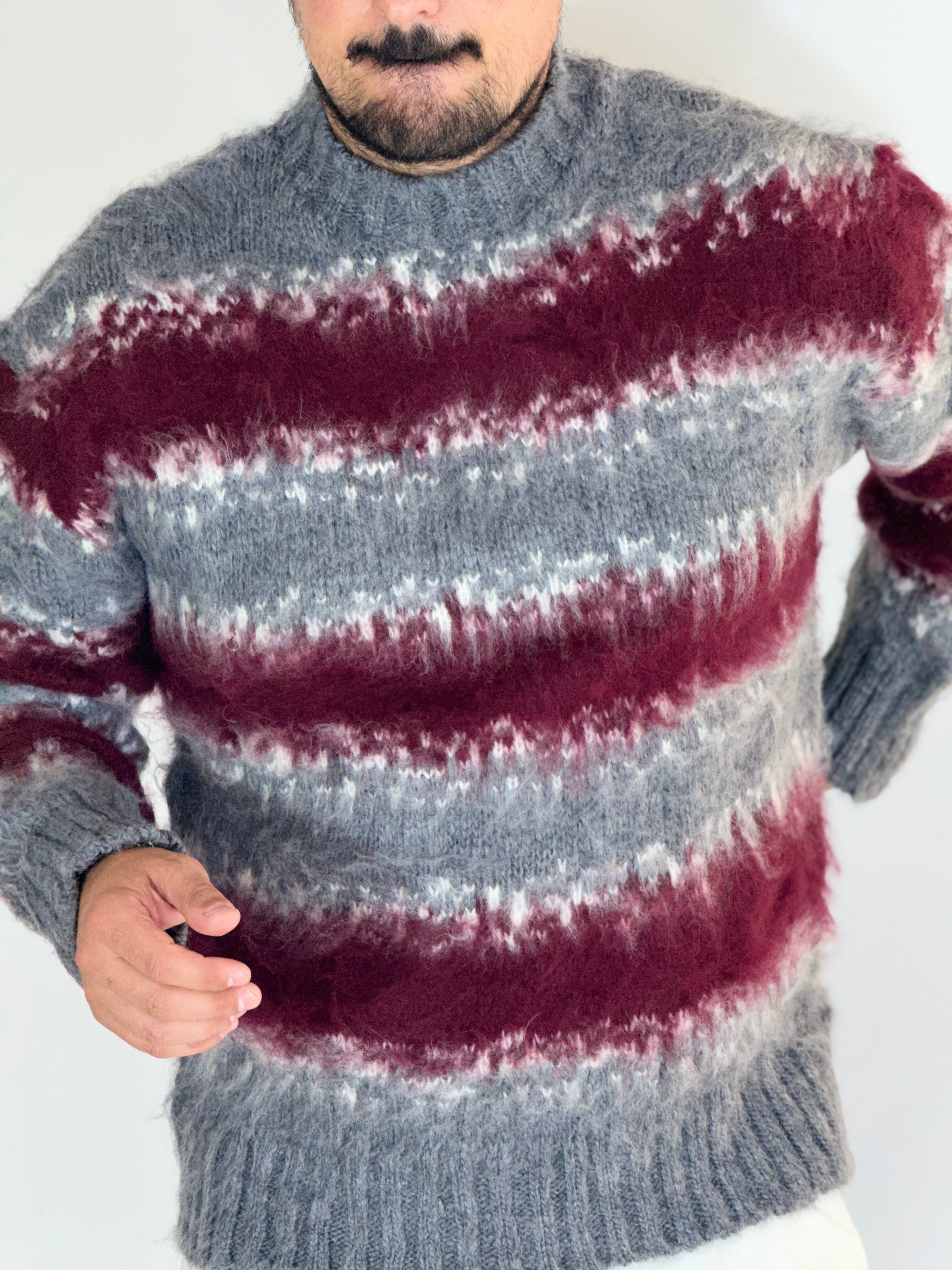Maglione sheep grigio/bordeaux AD130