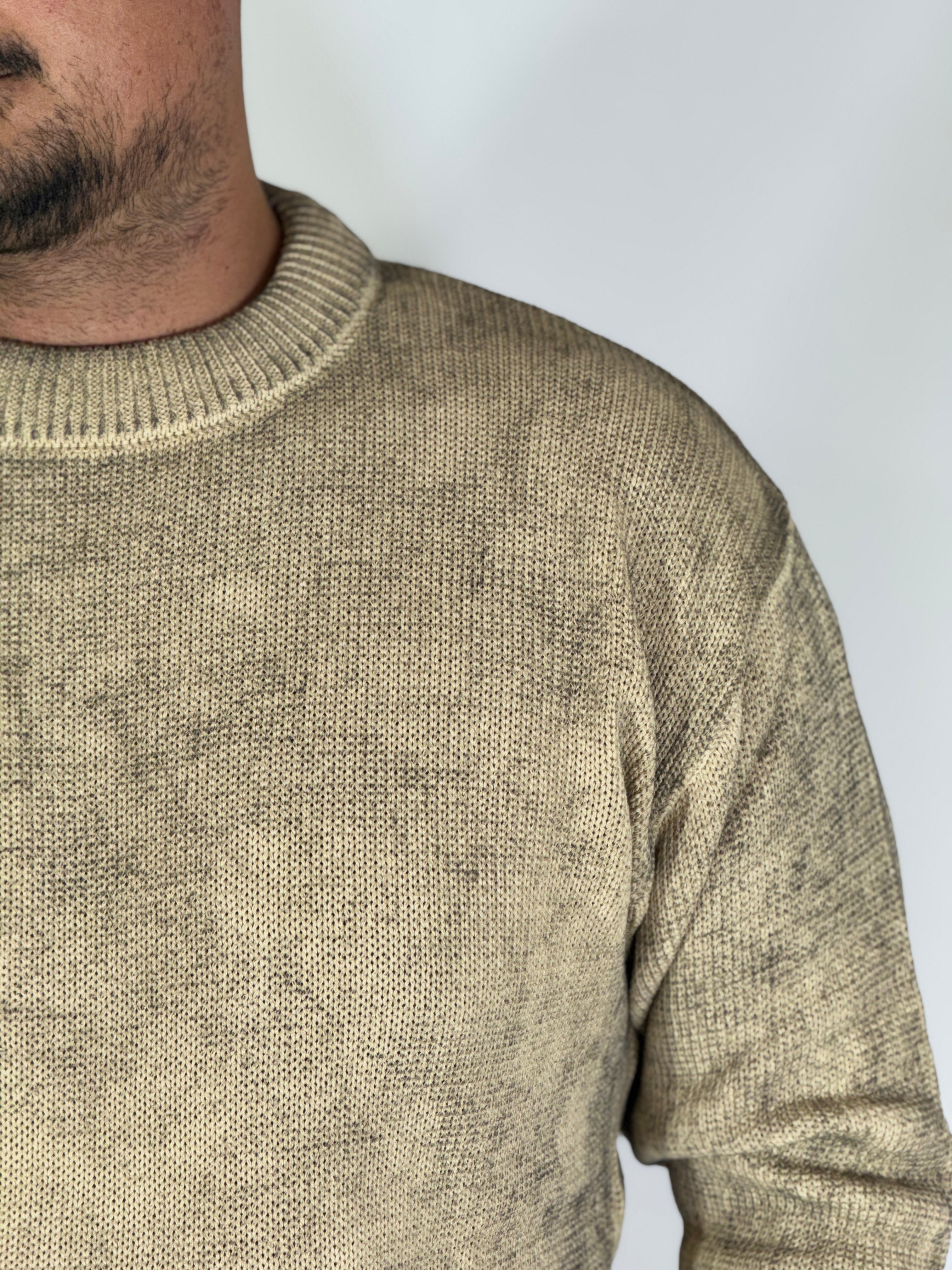 Maglione girocollo melange beige AD25010-12