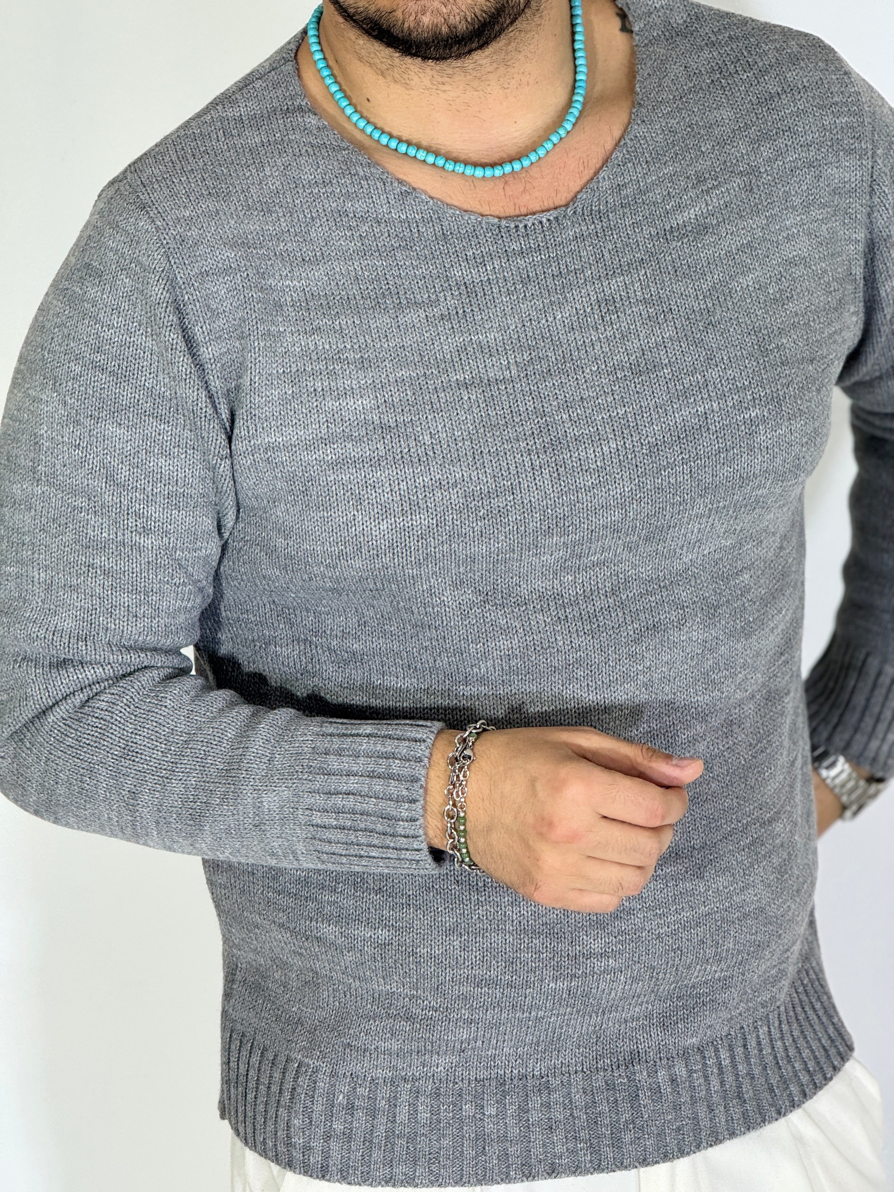 Maglia scollata grigio chiaro YOKOHAMA