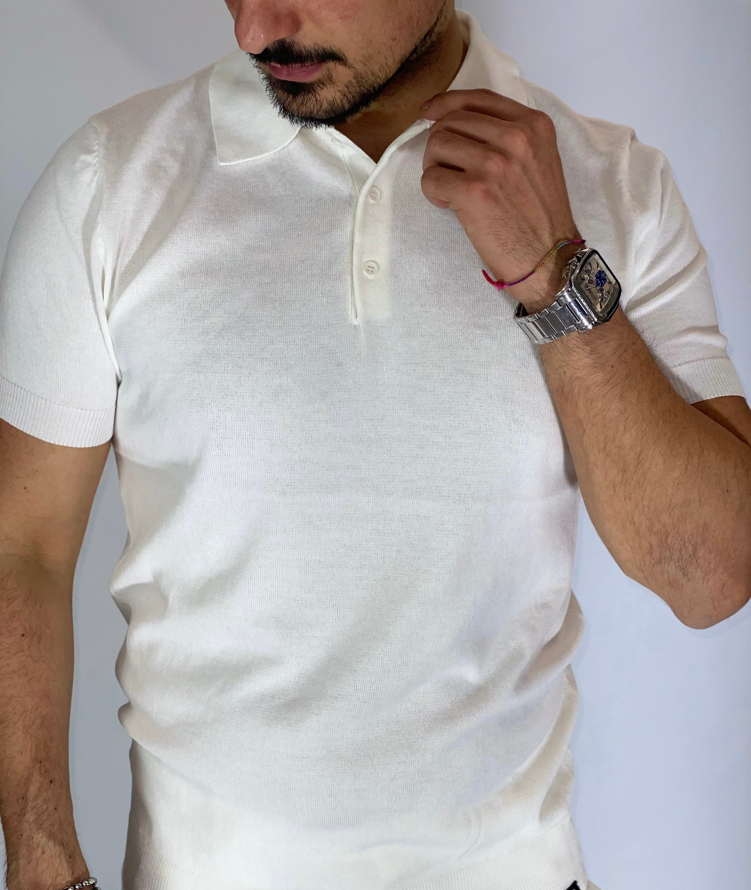 Polo mezza manica white AD09001