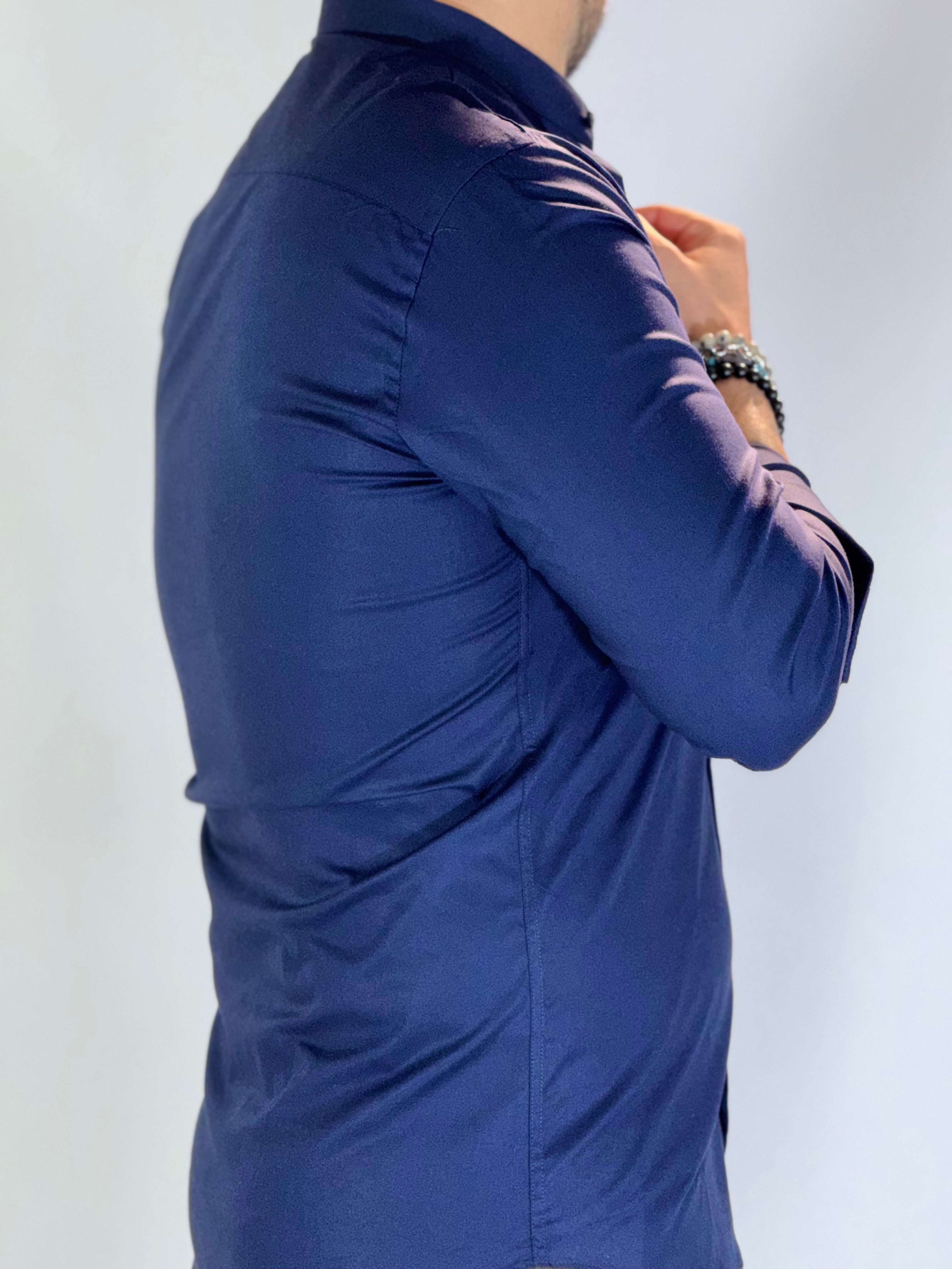 Camicia cotone coreana blu MIGLIACCIO