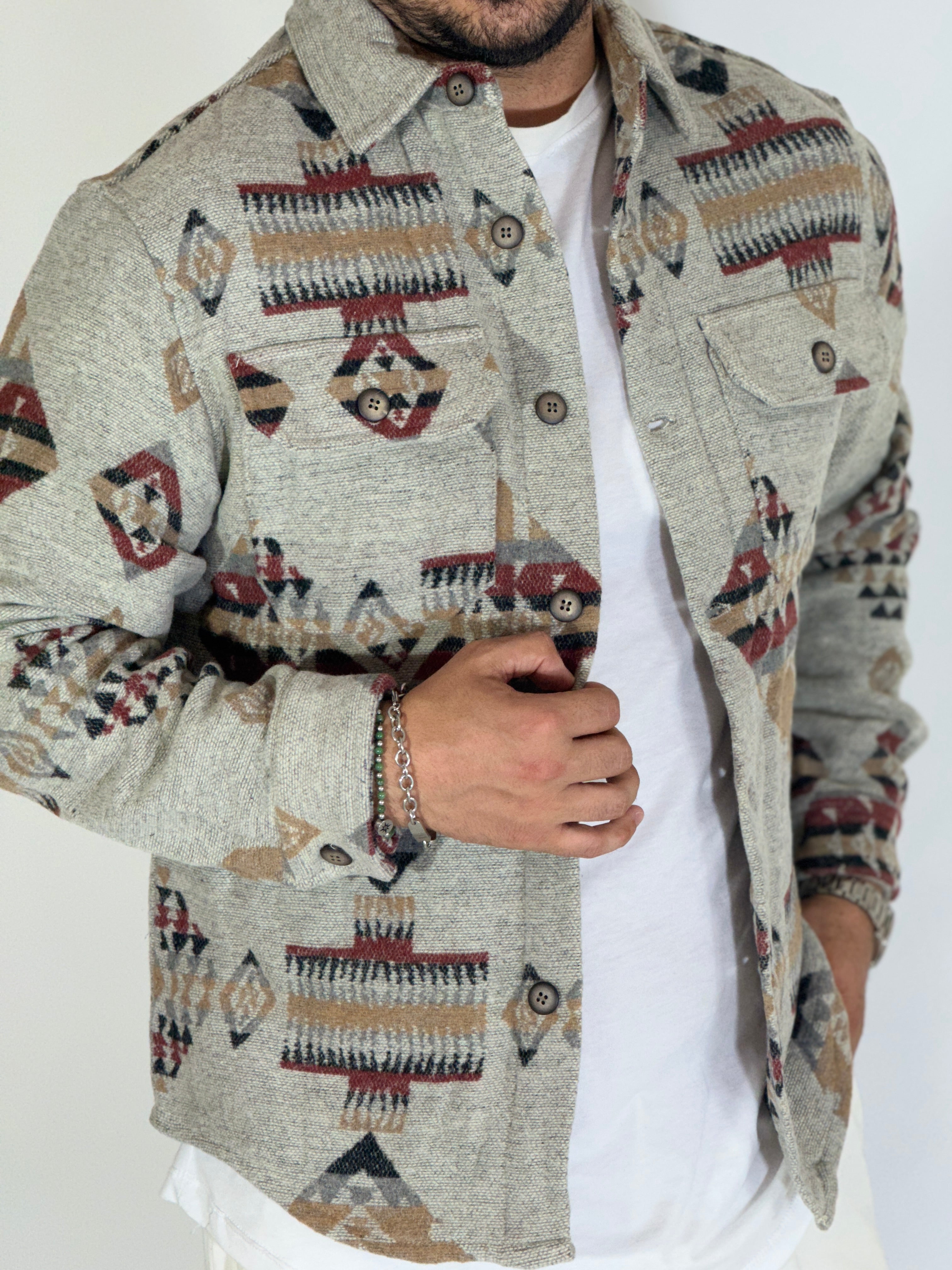 Giacca in pile azteca camel GA7713
